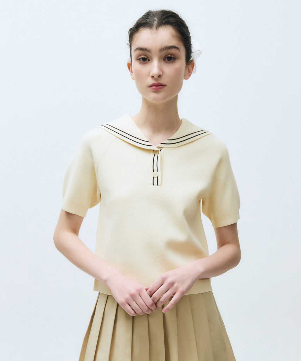 Marithe & Francois Girbaud - Marine Sailor Half Knit (Ivory) product image 2 | TRAB K-Fashion Australia