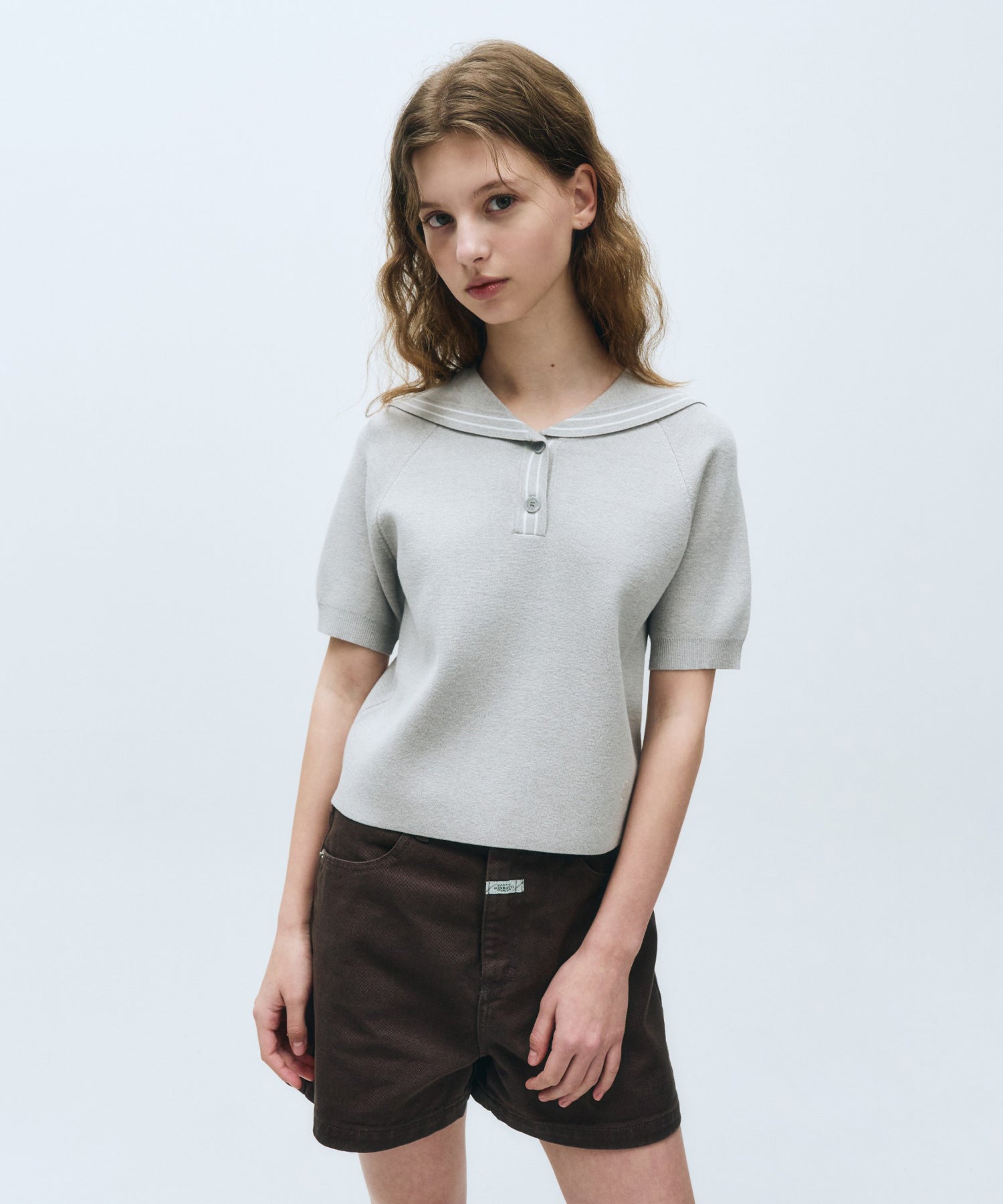 Marithe & Francois Girbaud - Marine Sailor Half Knit (Light Gray) product image 2 | TRAB K-Fashion Australia
