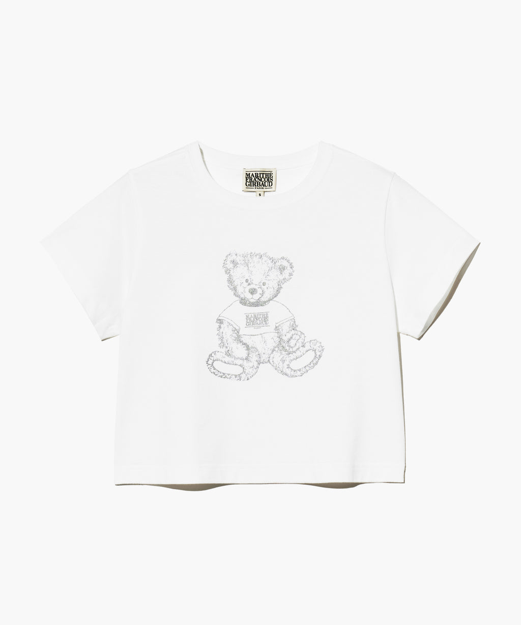 Marithe & Francois Girbaud - Sketch Doodle Bear Crop Tee (White) product image 7 | TRAB K-Fashion Australia