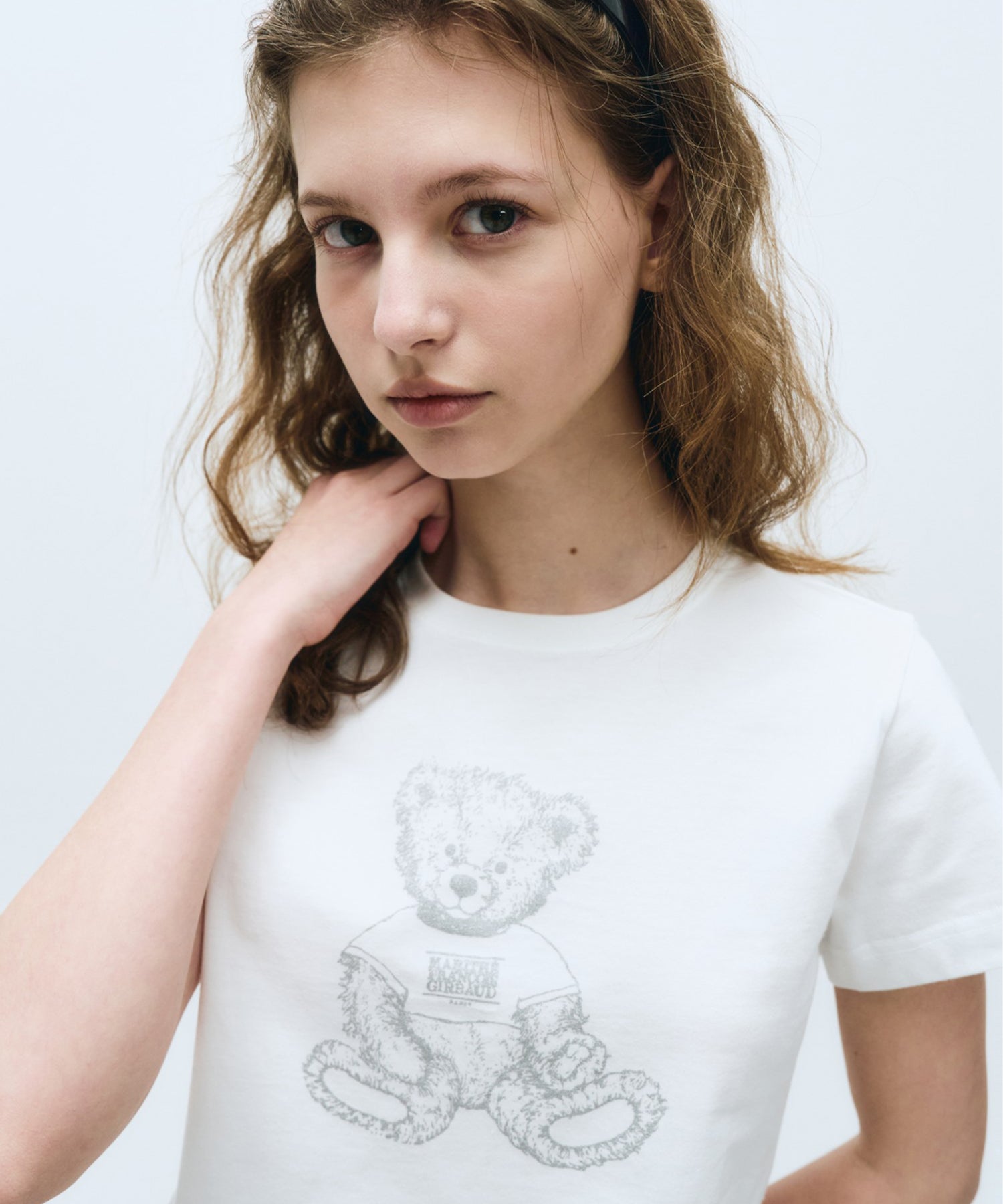 Marithe & Francois Girbaud - Sketch Doodle Bear Crop Tee (White) product image 3 | TRAB K-Fashion Australia