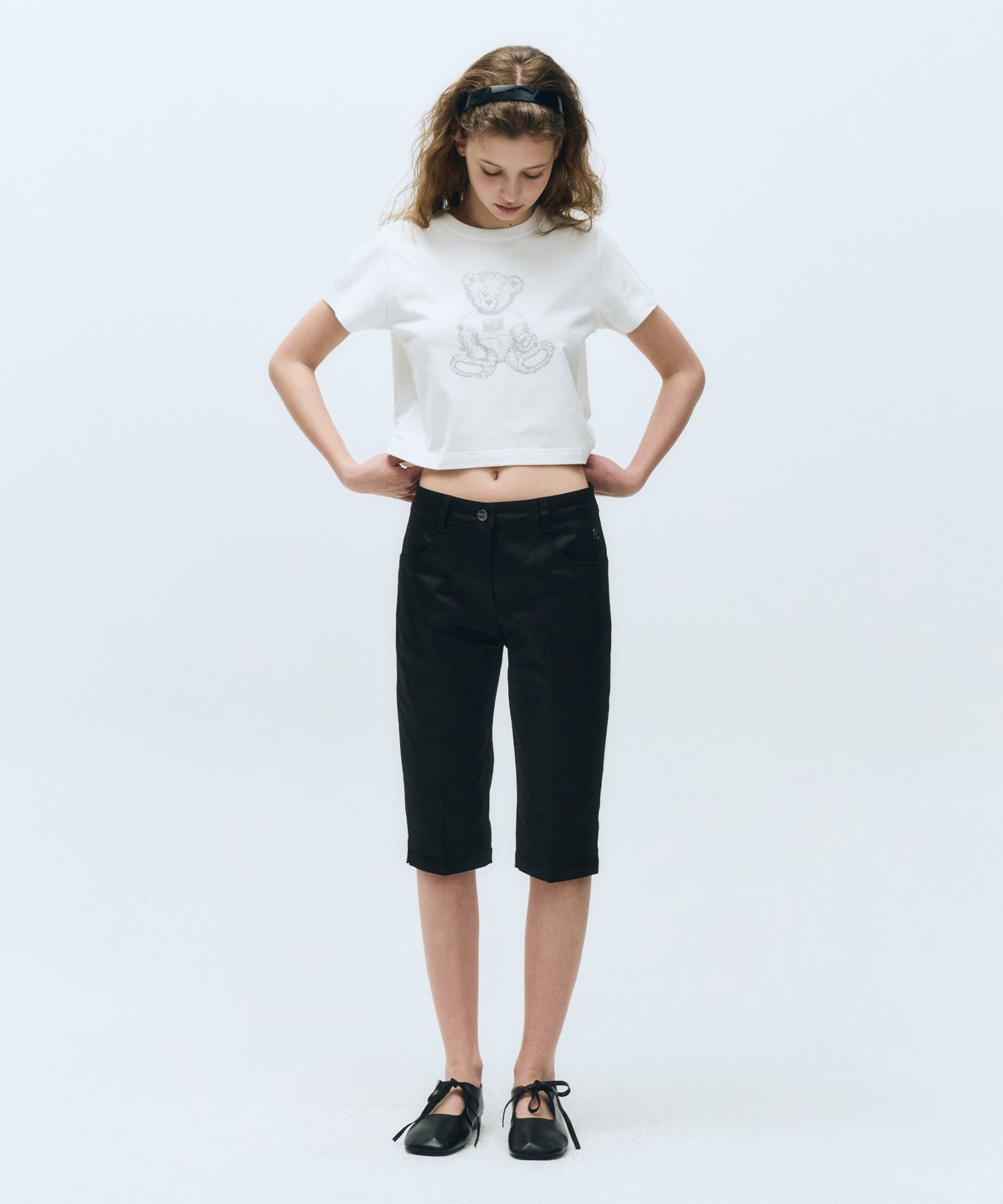 Marithe & Francois Girbaud - Sketch Doodle Bear Crop Tee (White) product image 4 | TRAB K-Fashion Australia