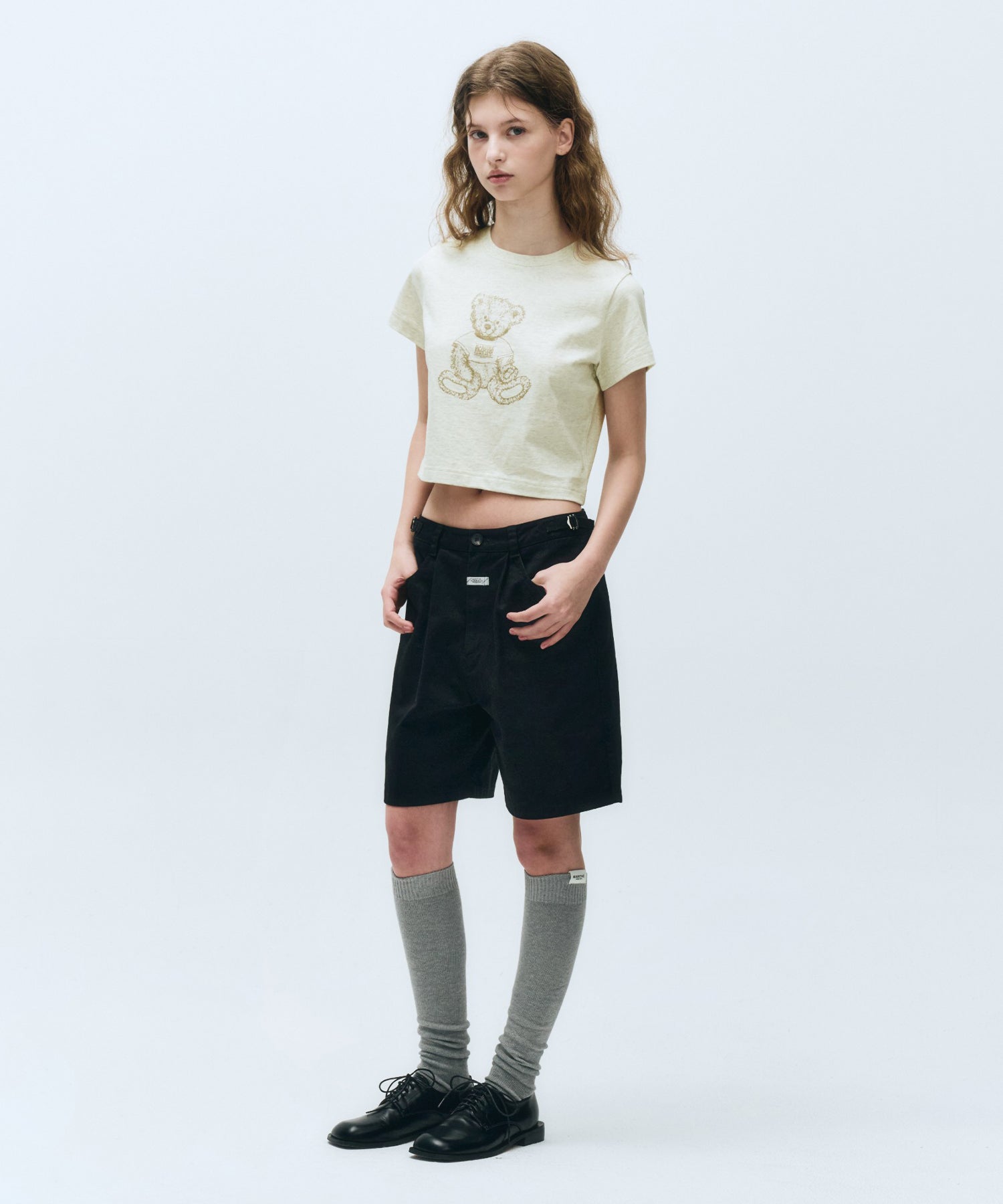 Marithe & Francois Girbaud - Sketch Doodle Bear Crop Tee (Oatmeal) product image 5 | TRAB K-Fashion Australia