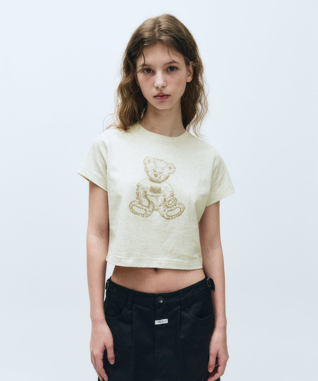 Marithe & Francois Girbaud - Sketch Doodle Bear Crop Tee (Oatmeal) product image 1 | TRAB K-Fashion Australia