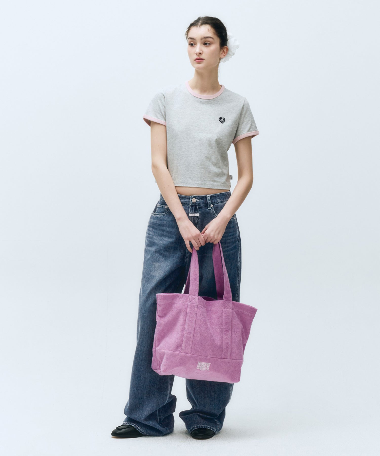 Marithe & Francois Girbaud - Heart Wappen Crop Ringer Tee (Heather Gray) product image 4 | TRAB K-Fashion Australia