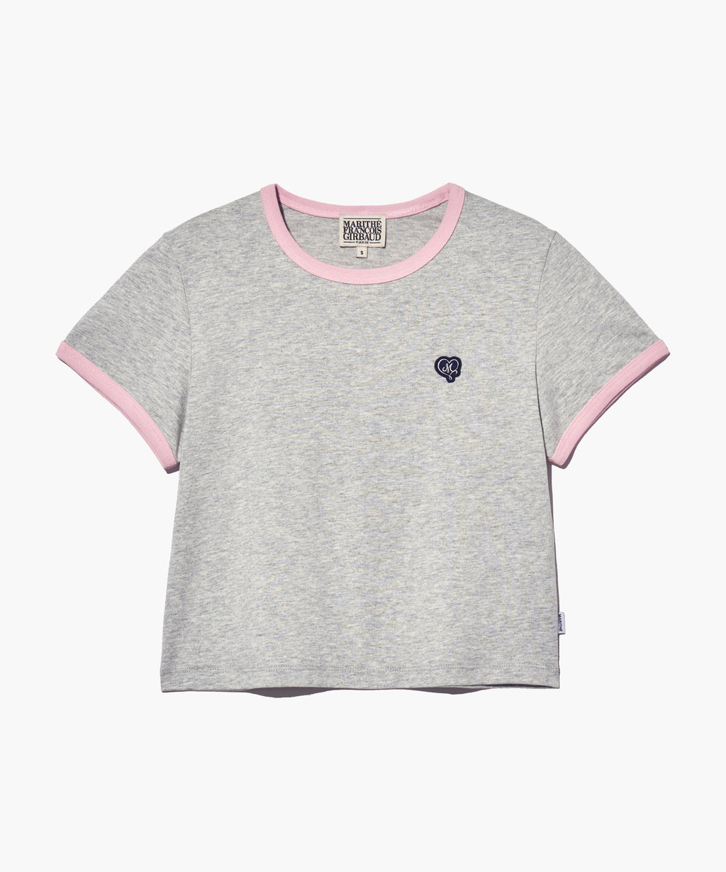Marithe & Francois Girbaud - Heart Wappen Crop Ringer Tee (Heather Gray) product image 6 | TRAB K-Fashion Australia