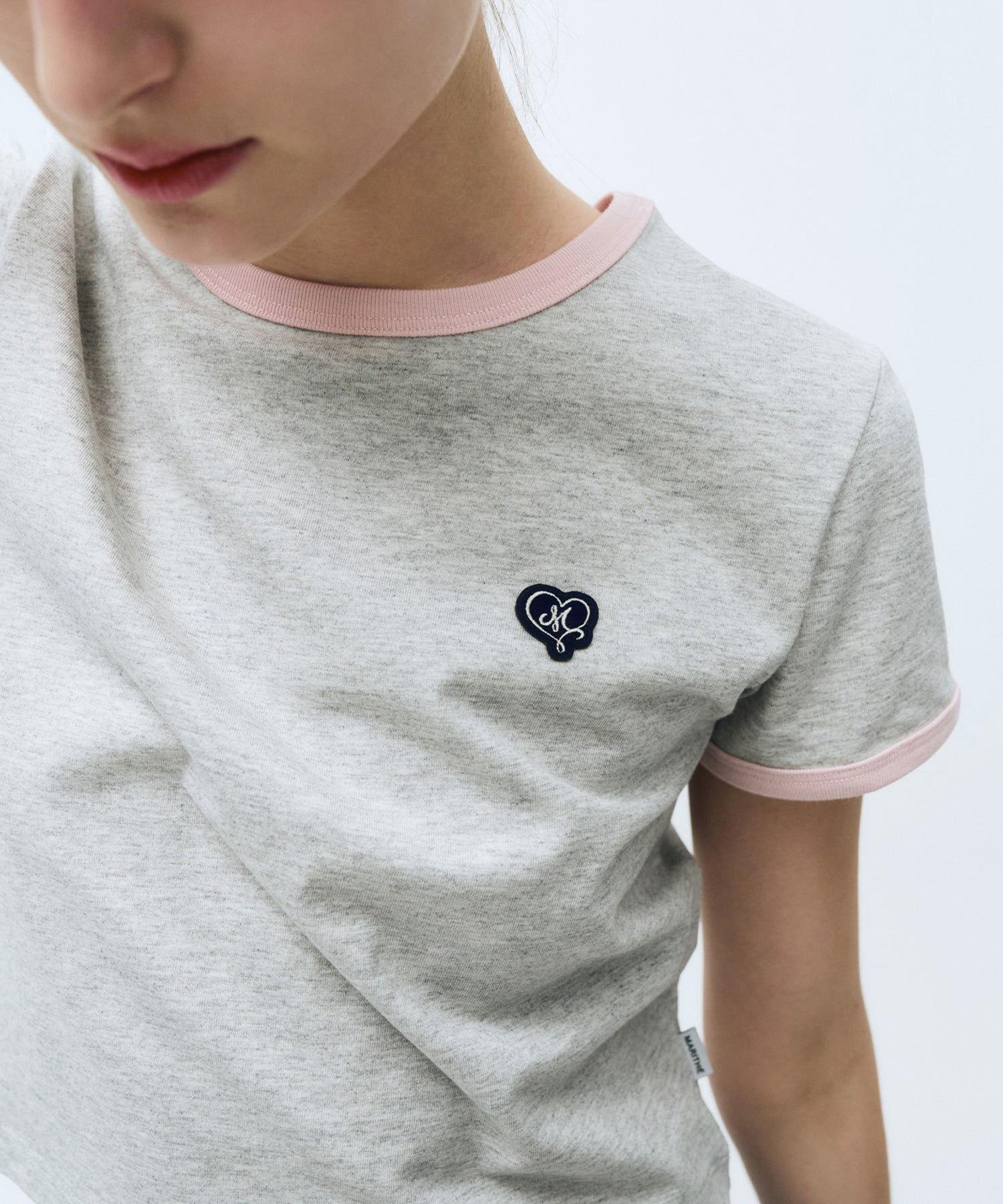 Marithe & Francois Girbaud - Heart Wappen Crop Ringer Tee (Heather Gray) product image 3 | TRAB K-Fashion Australia