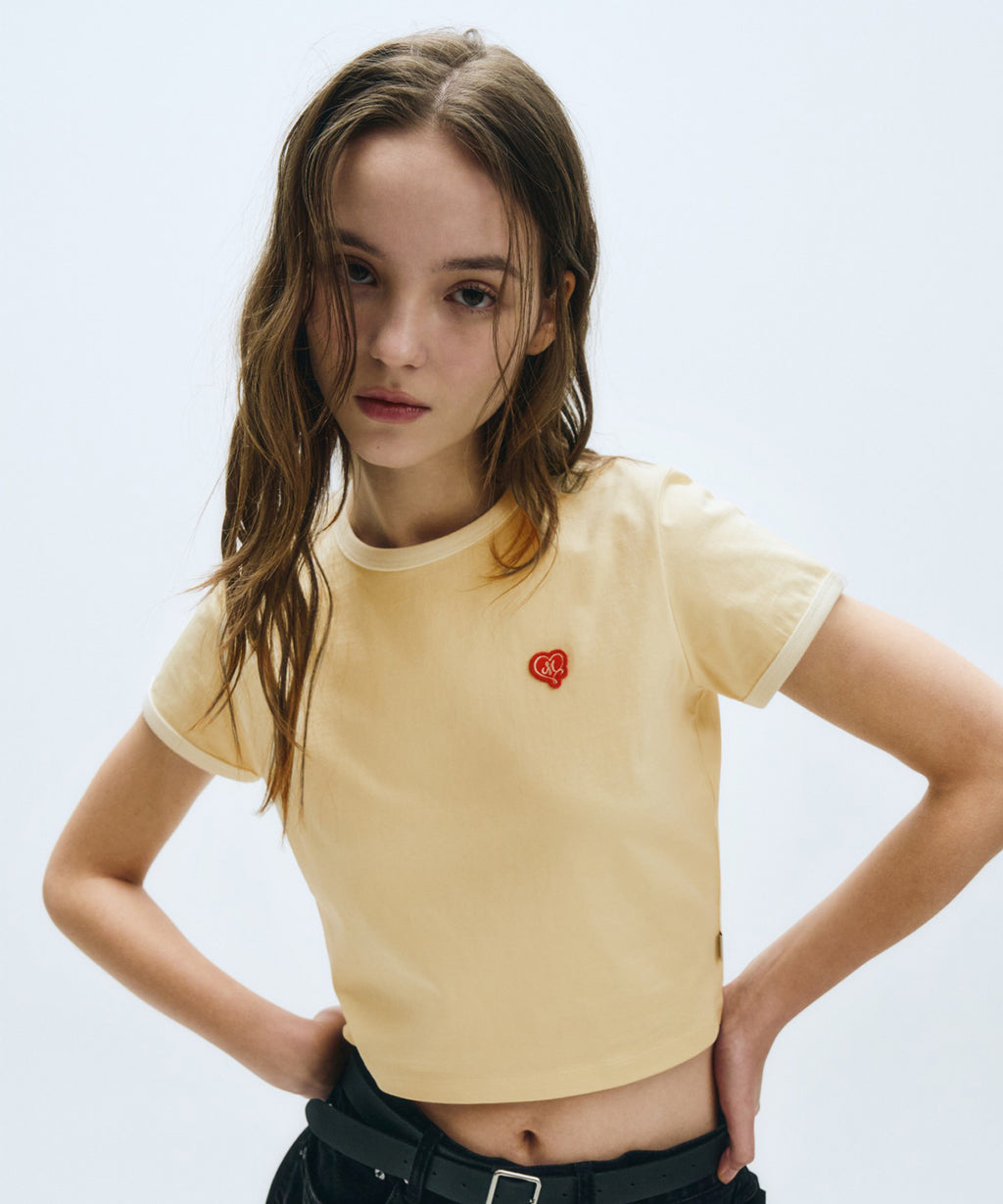 Marithe & Francois Girbaud - Heart Wappen Crop Ringer Tee (Butter) product image 2 | TRAB K-Fashion Australia