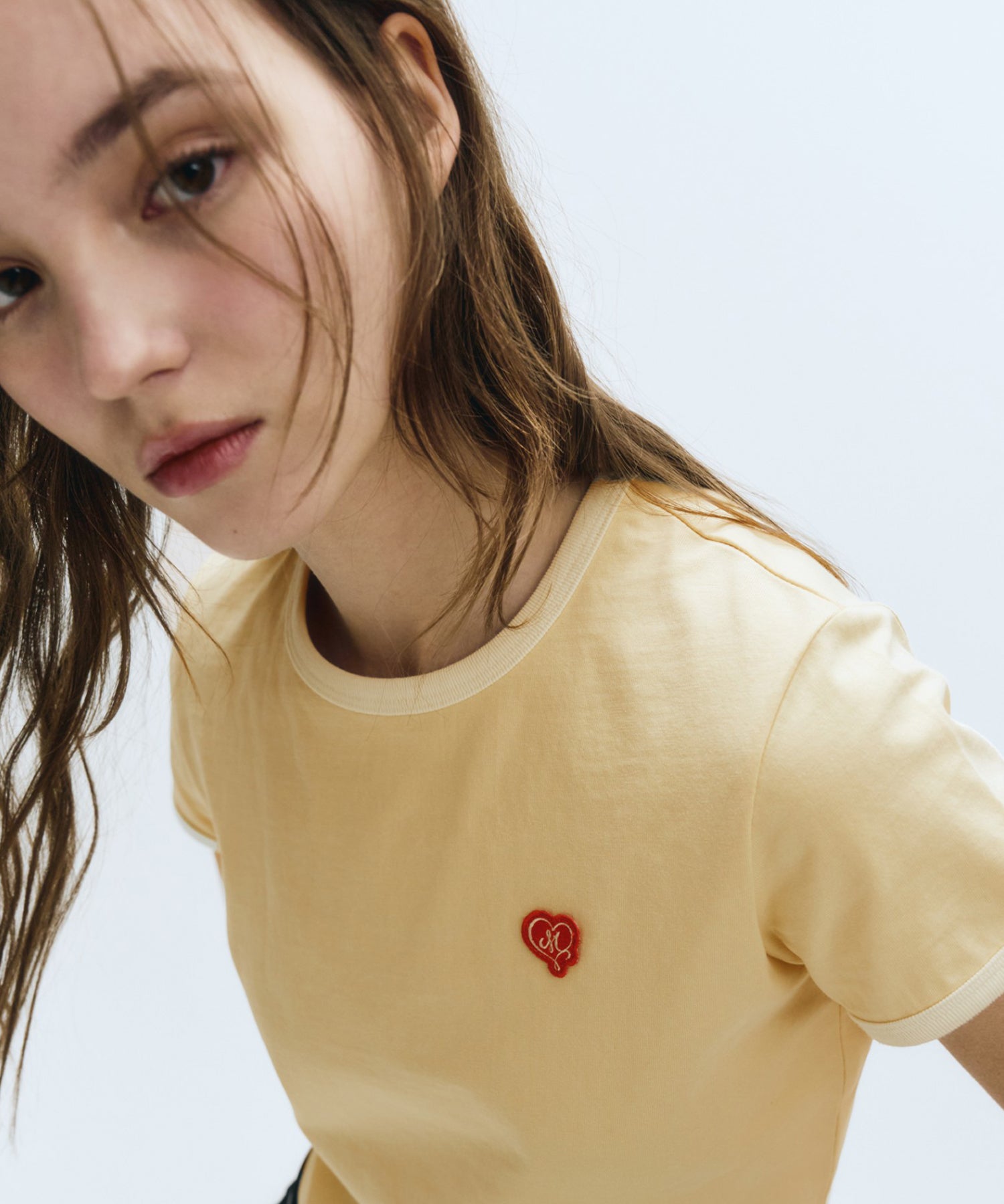Marithe & Francois Girbaud - Heart Wappen Crop Ringer Tee (Butter) product image 3 | TRAB K-Fashion Australia