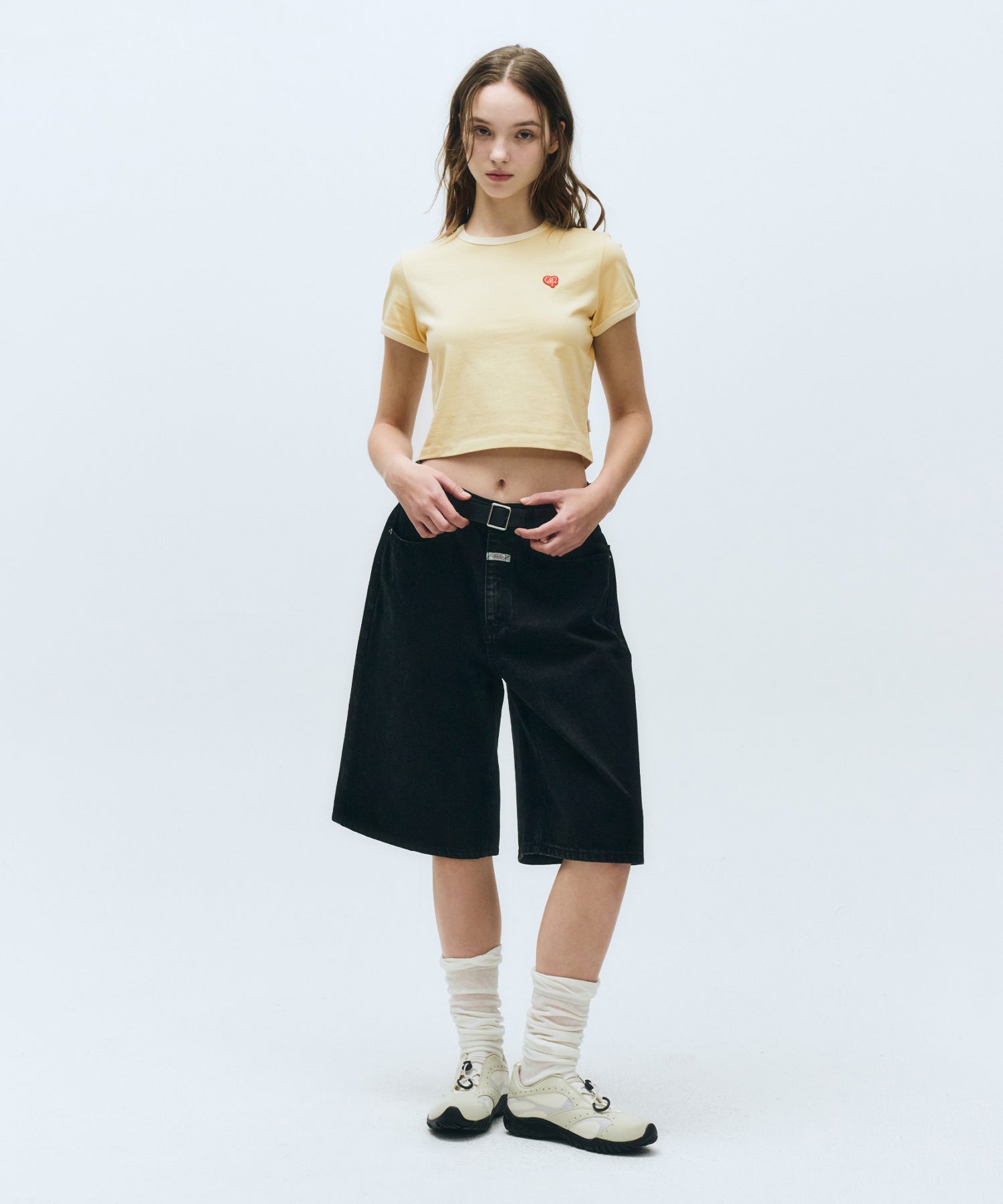 Marithe & Francois Girbaud - Heart Wappen Crop Ringer Tee (Butter) product image 5 | TRAB K-Fashion Australia