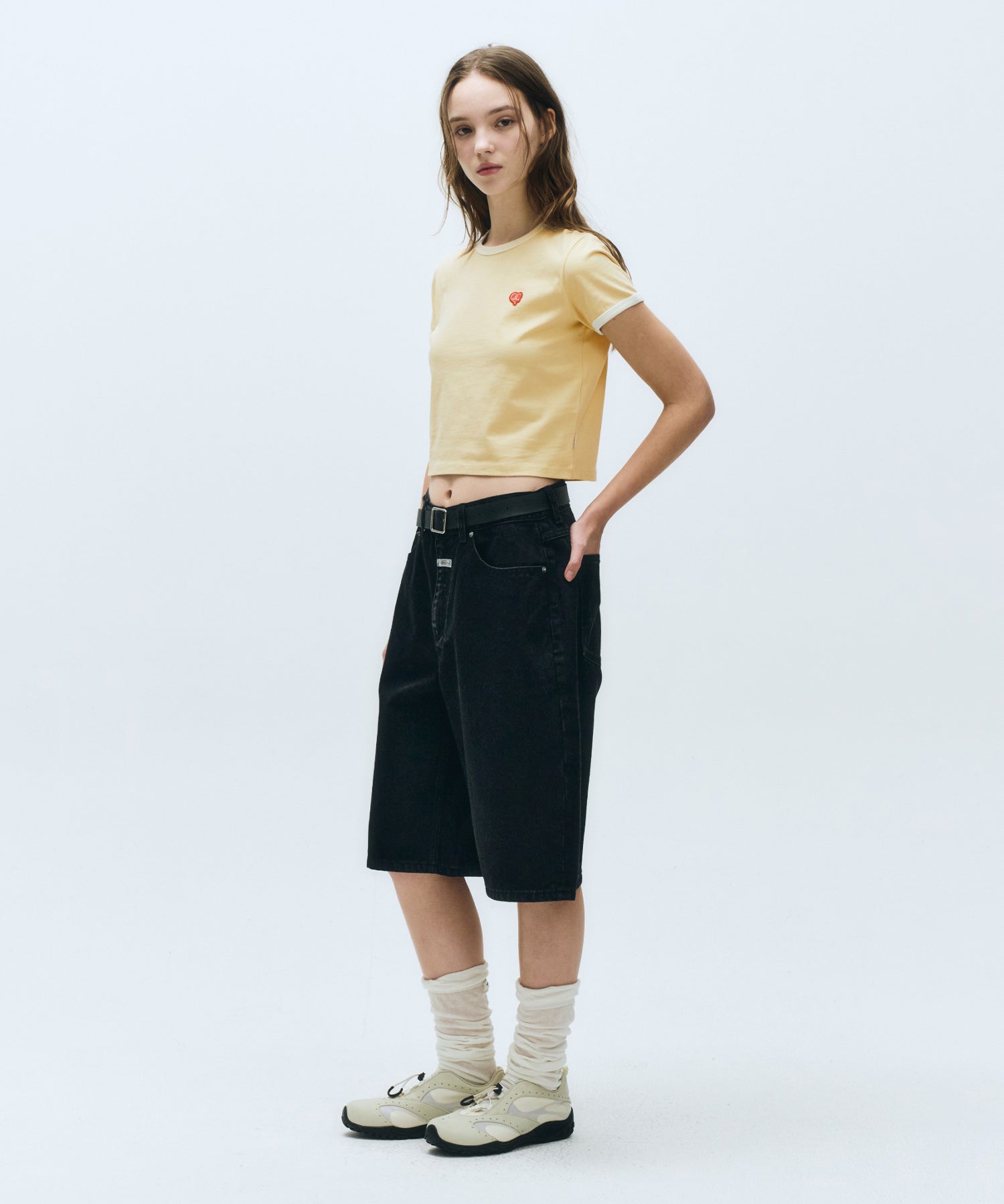 Marithe & Francois Girbaud - Heart Wappen Crop Ringer Tee (Butter) product image 6 | TRAB K-Fashion Australia
