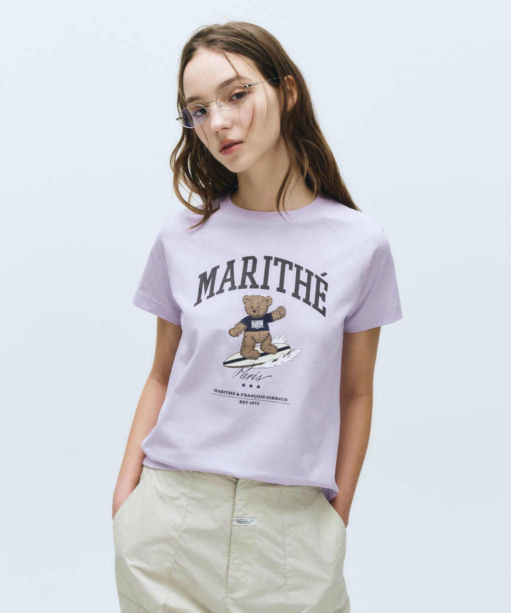 Marithe & Francois Girbaud - Doodle Bear Raglan Tee (Light Purple) product image 1 | TRAB K-Fashion Australia