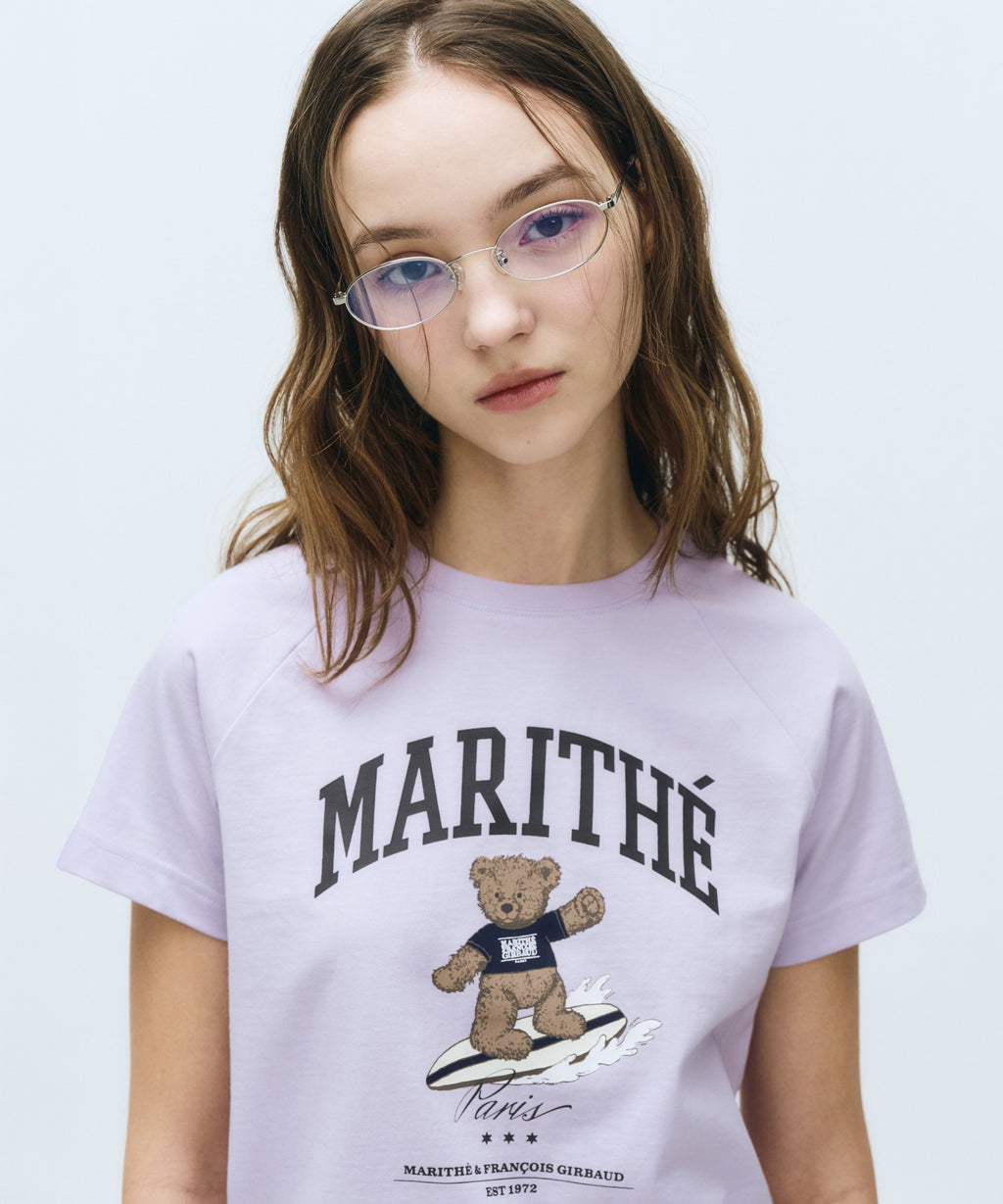Marithe & Francois Girbaud - Doodle Bear Raglan Tee (Light Purple) product image 2 | TRAB K-Fashion Australia