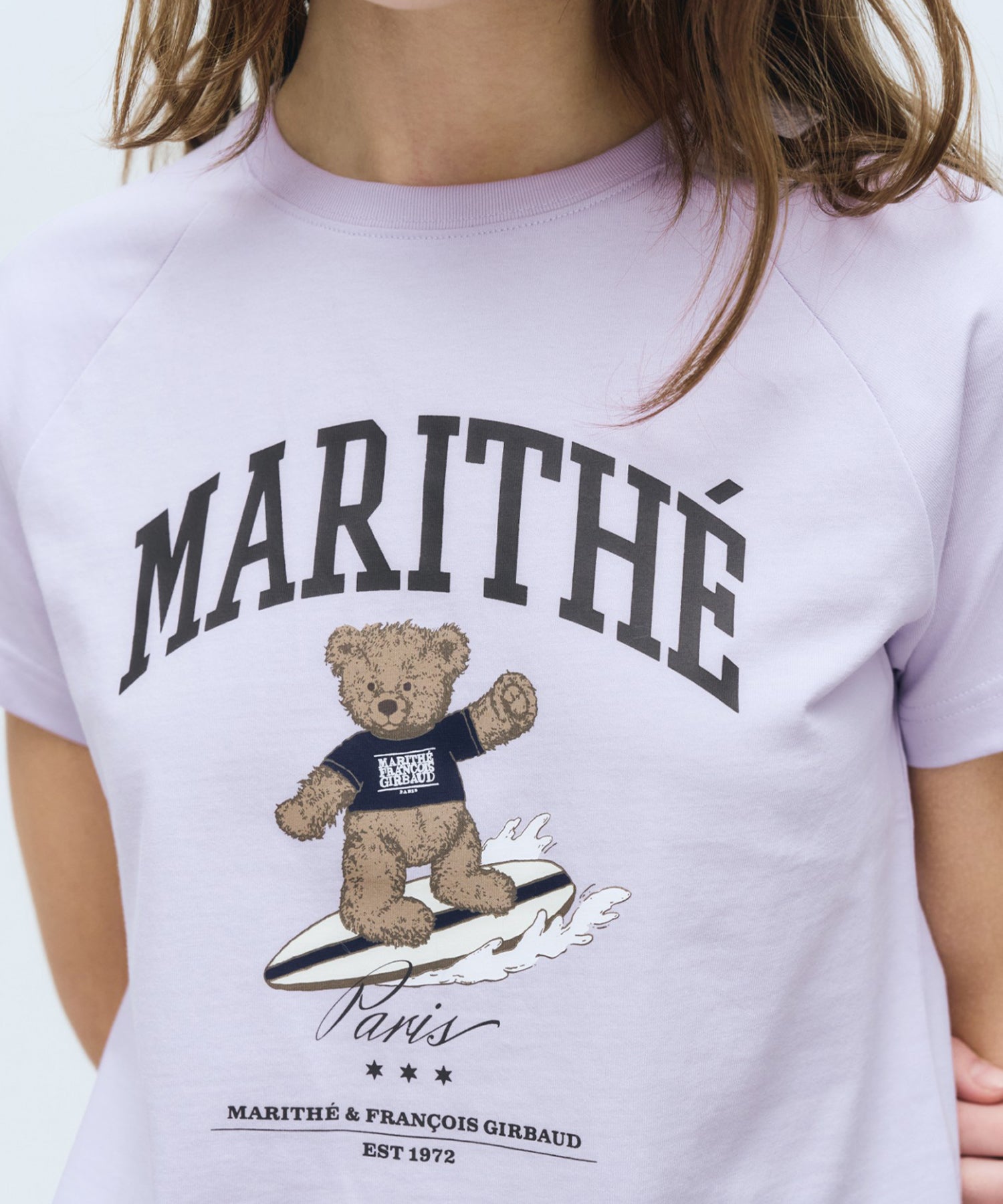 Marithe & Francois Girbaud - Doodle Bear Raglan Tee (Light Purple) product image 3 | TRAB K-Fashion Australia