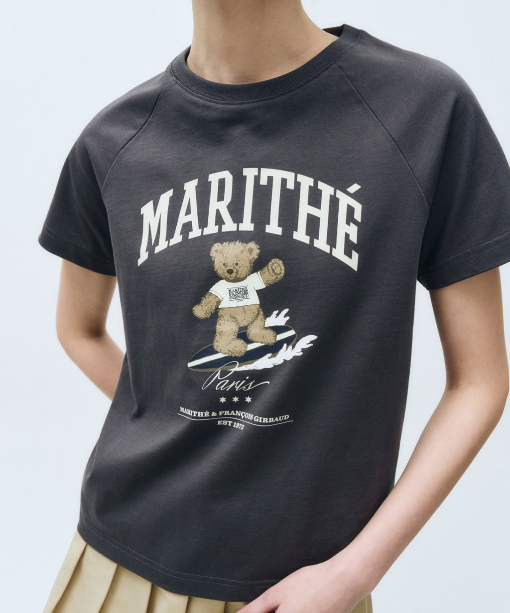Marithe & Francois Girbaud - Doodle Bear Raglan Tee (Charcoal) product image 3 | TRAB K-Fashion Australia
