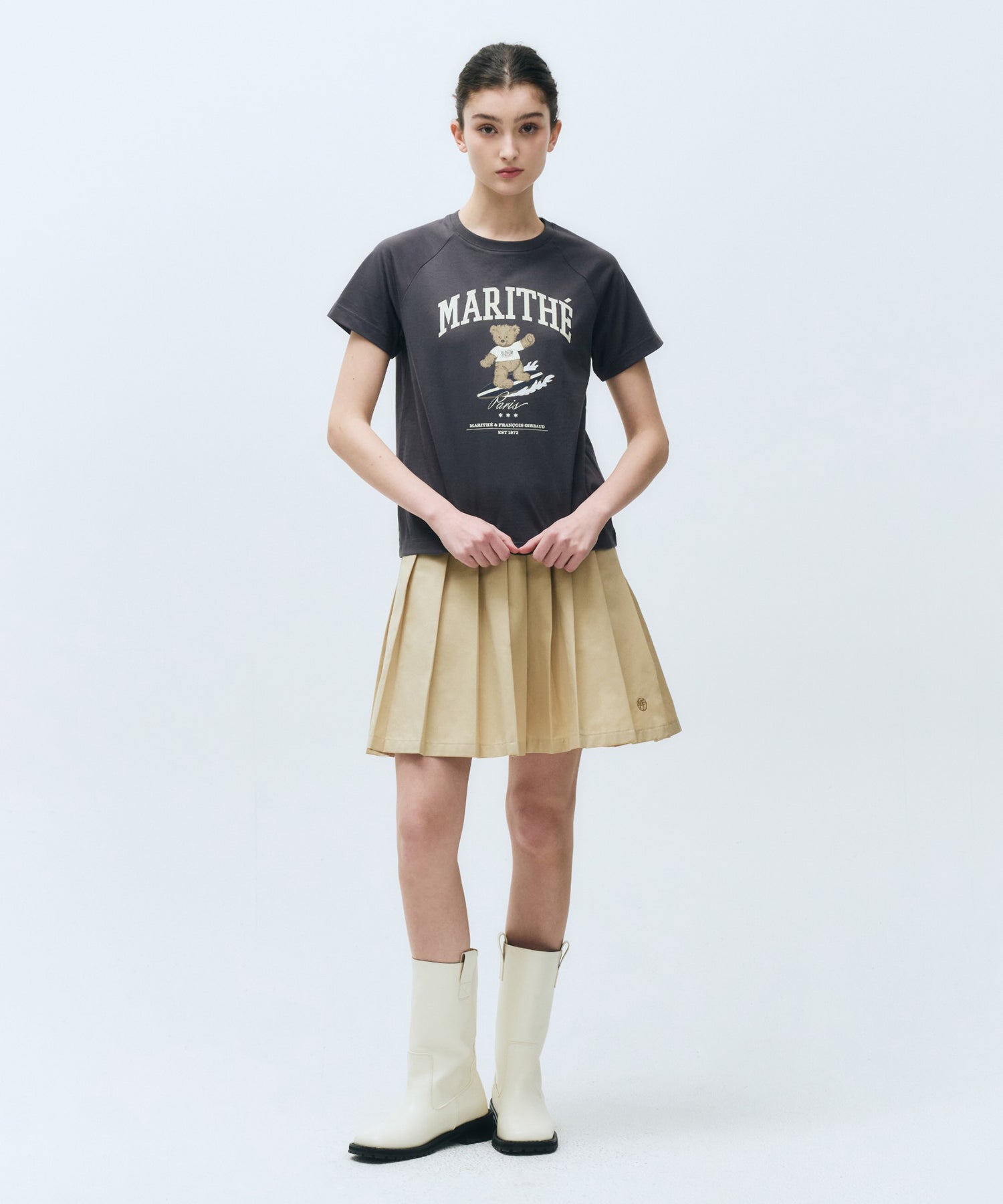Marithe & Francois Girbaud - Doodle Bear Raglan Tee (Charcoal) product image 4 | TRAB K-Fashion Australia