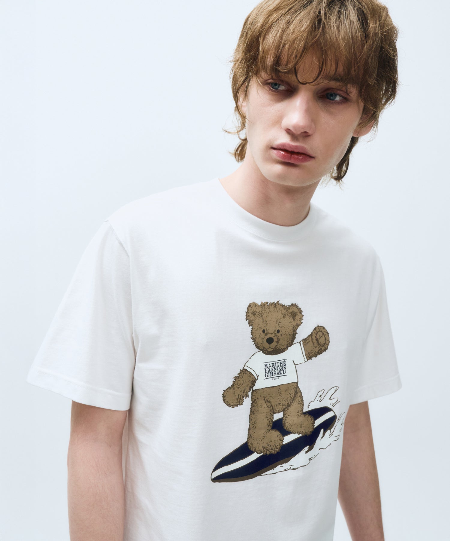 Marithe & Francois Girbaud - Surfing Doodle Bear Tee (White) product image 2 | TRAB K-Fashion Australia