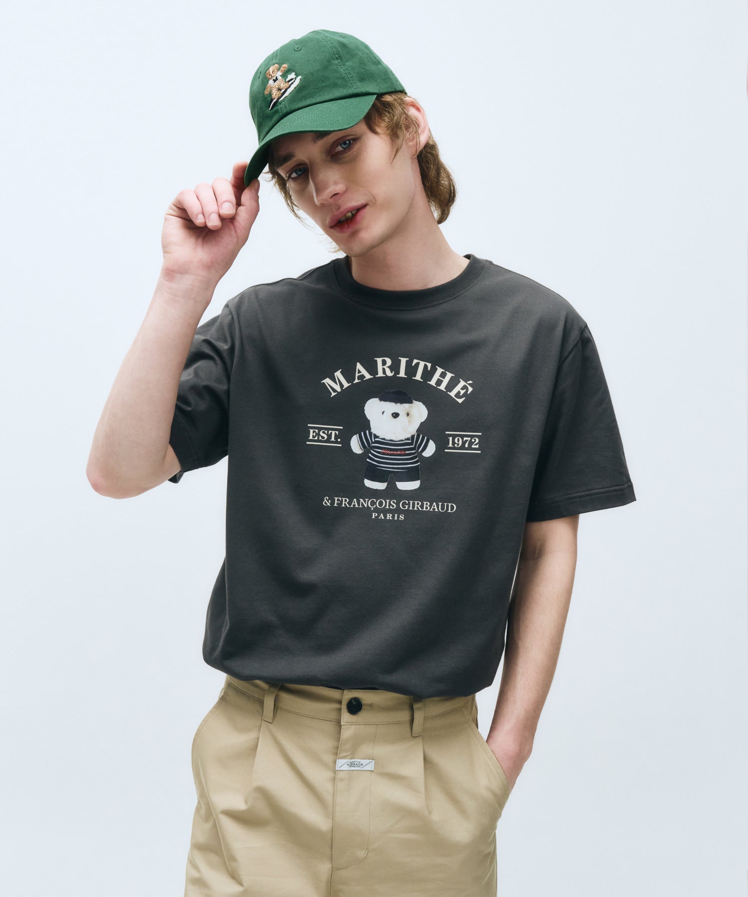 Marithe & Francois Girbaud - Doodle Bear Image Graphic Tee (Charcoal) product image 1 | TRAB K-Fashion Australia