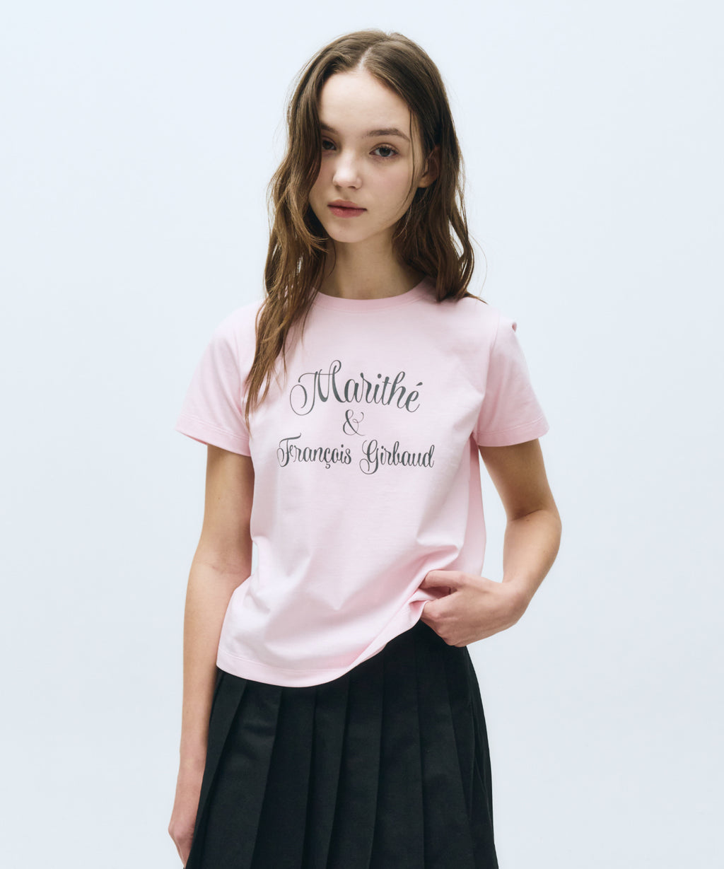 Marithe & Francois Girbaud - Cursive Logo Tee (Baby Pink) product image 1 | TRAB K-Fashion Australia