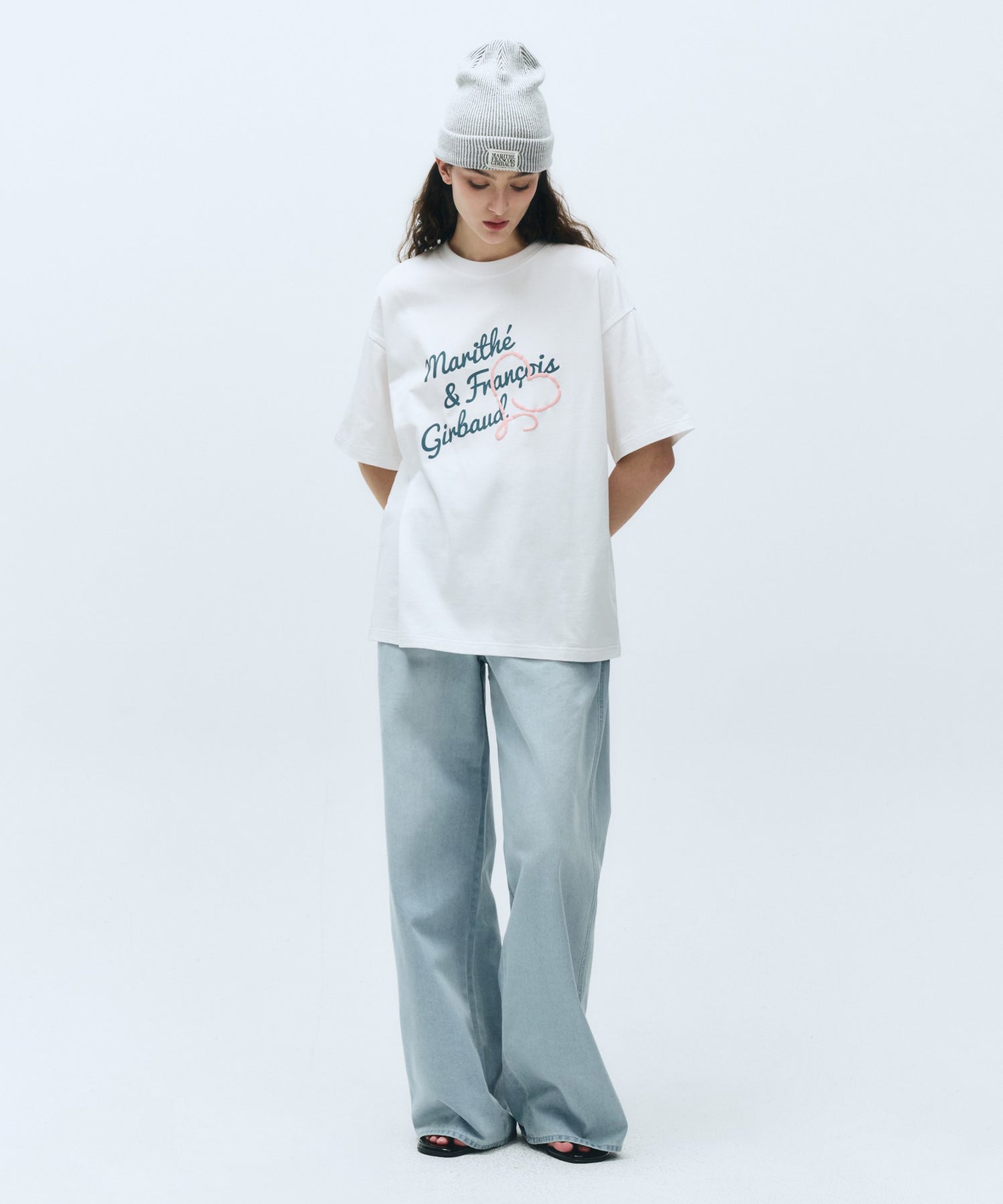 Marithe & Francois Girbaud - Over Fit Handwriting Logo Heart Tee (White) product image 4 | TRAB K-Fashion Australia