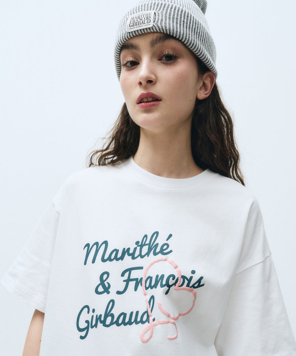 Marithe & Francois Girbaud - Over Fit Handwriting Logo Heart Tee (White) product image 2 | TRAB K-Fashion Australia