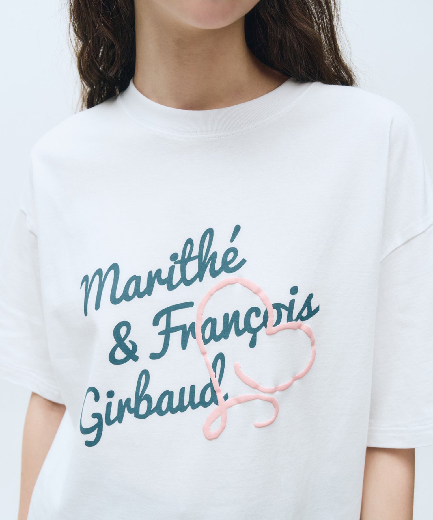 Marithe & Francois Girbaud - Over Fit Handwriting Logo Heart Tee (White) product image 3 | TRAB K-Fashion Australia