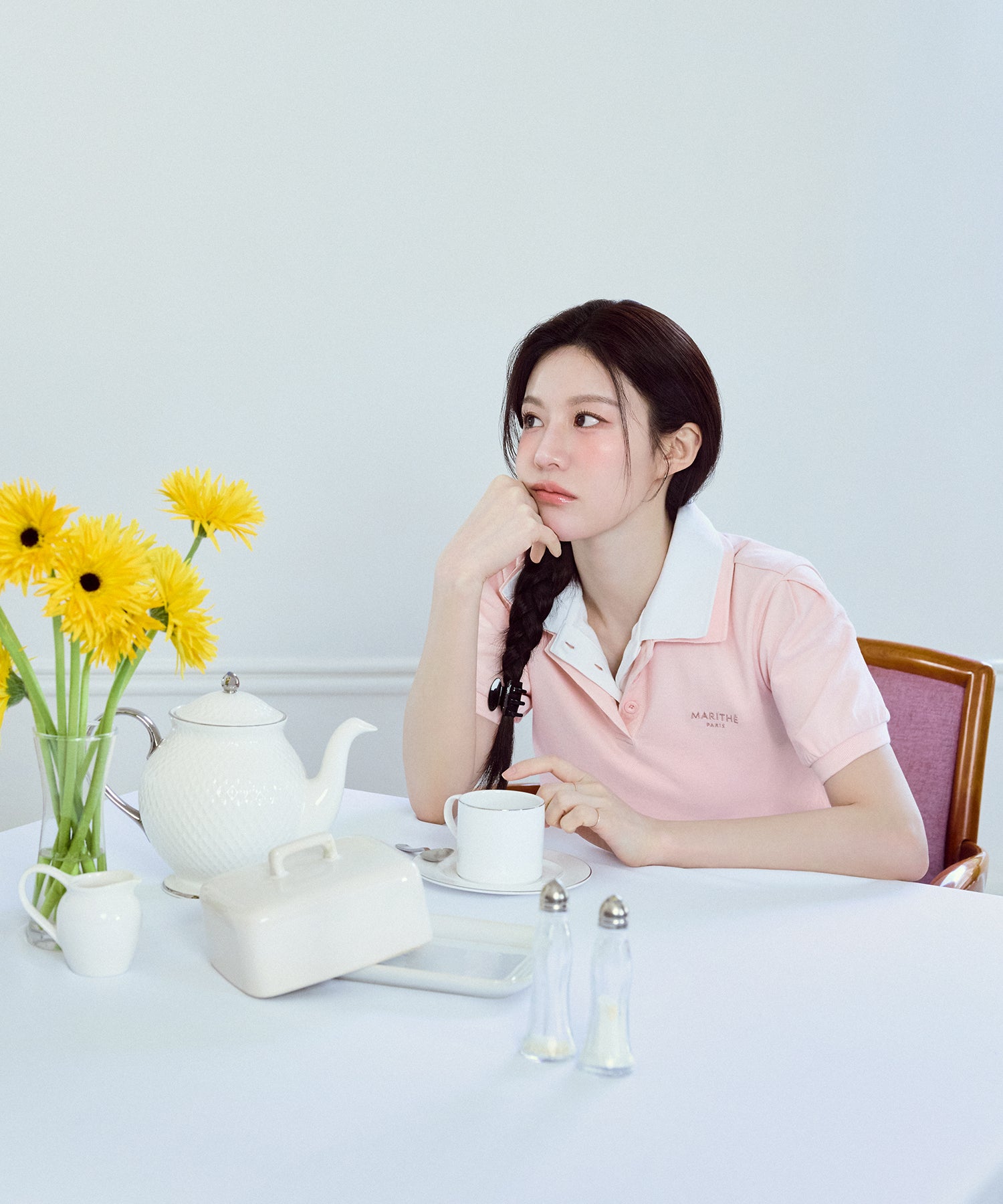 Marithe & Francois Girbaud - Pique Puff Sleeve Tee (Pink) product image 3 | TRAB K-Fashion Australia