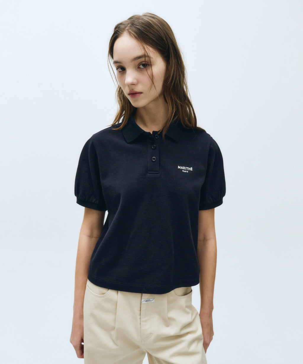 Marithe & Francois Girbaud - Pique Puff Sleeve Tee (Navy) product image 1 | TRAB K-Fashion Australia