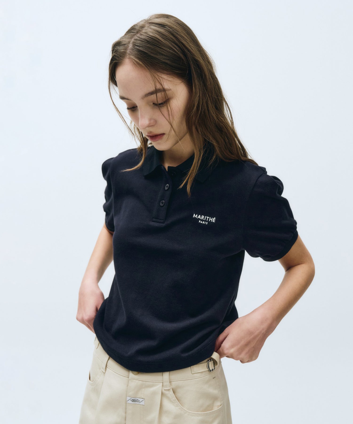 Marithe & Francois Girbaud - Pique Puff Sleeve Tee (Navy) product image 2 | TRAB K-Fashion Australia