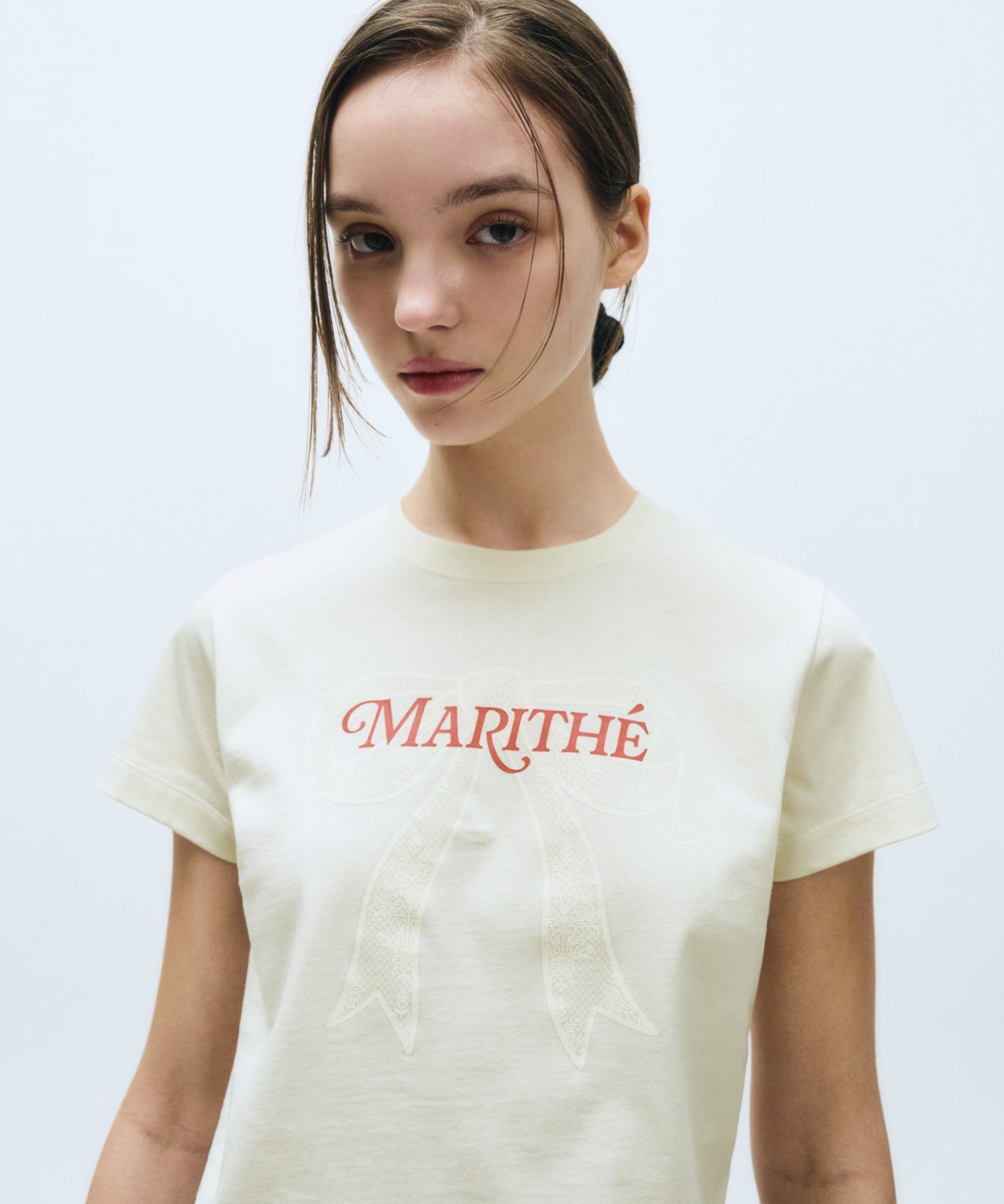 Marithe & Francois Girbaud - Ribbon Graphic Crop Tee (Ivory) product image 2 | TRAB K-Fashion Australia