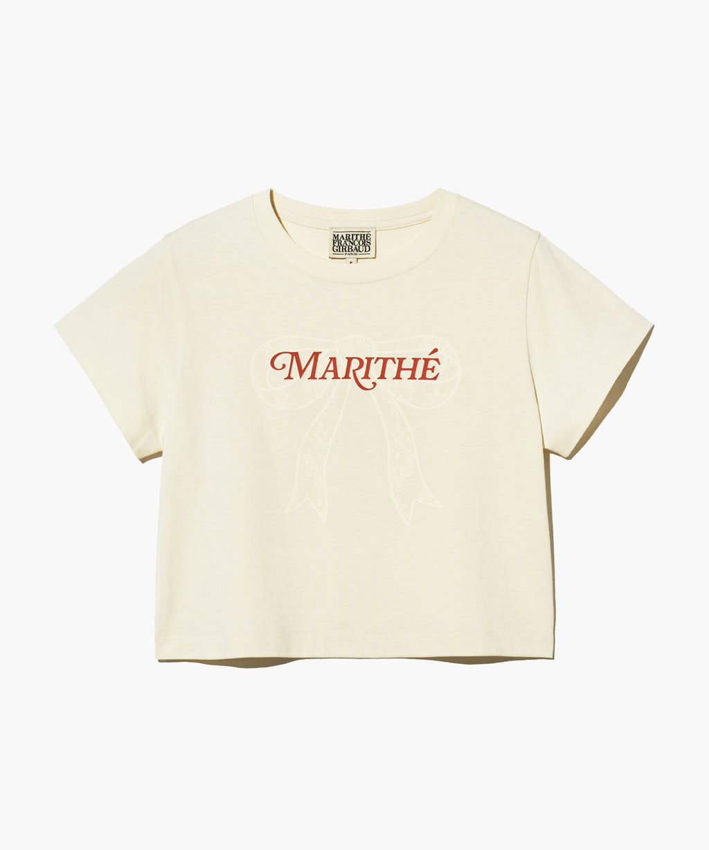 Marithe & Francois Girbaud - Ribbon Graphic Crop Tee (Ivory) product image 6 | TRAB K-Fashion Australia