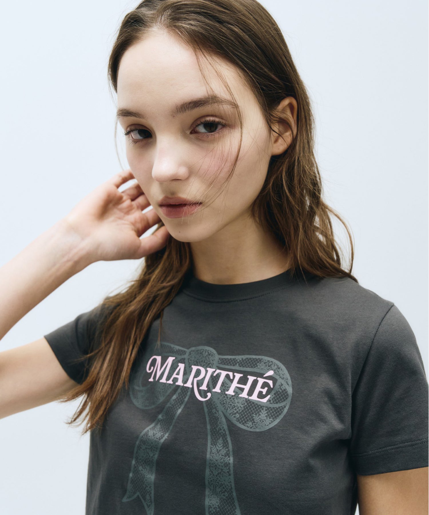 Marithe & Francois Girbaud - Ribbon Graphic Crop Tee (Charcoal) product image 3 | TRAB K-Fashion Australia