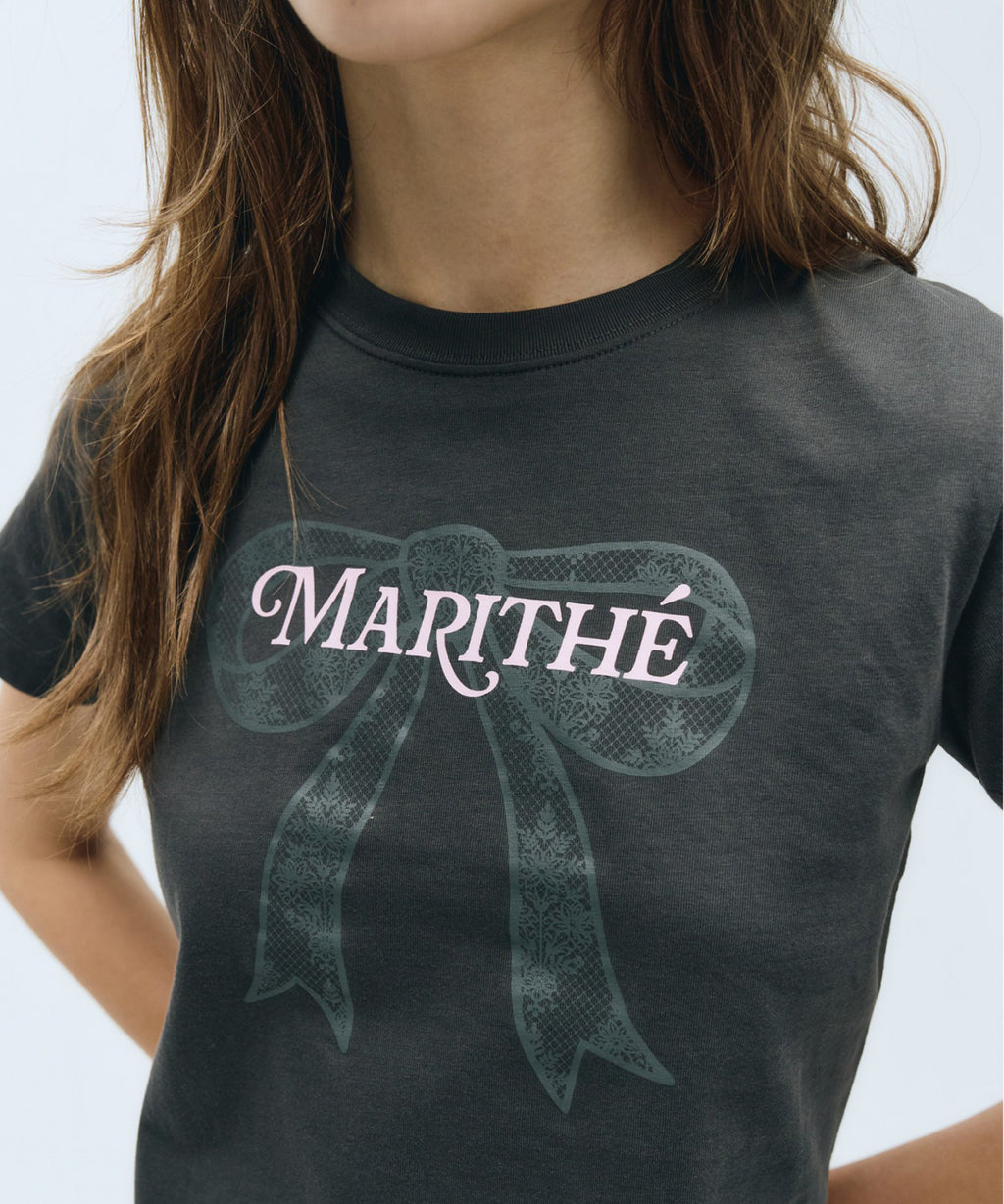 Marithe & Francois Girbaud - Ribbon Graphic Crop Tee (Charcoal) product image 4 | TRAB K-Fashion Australia