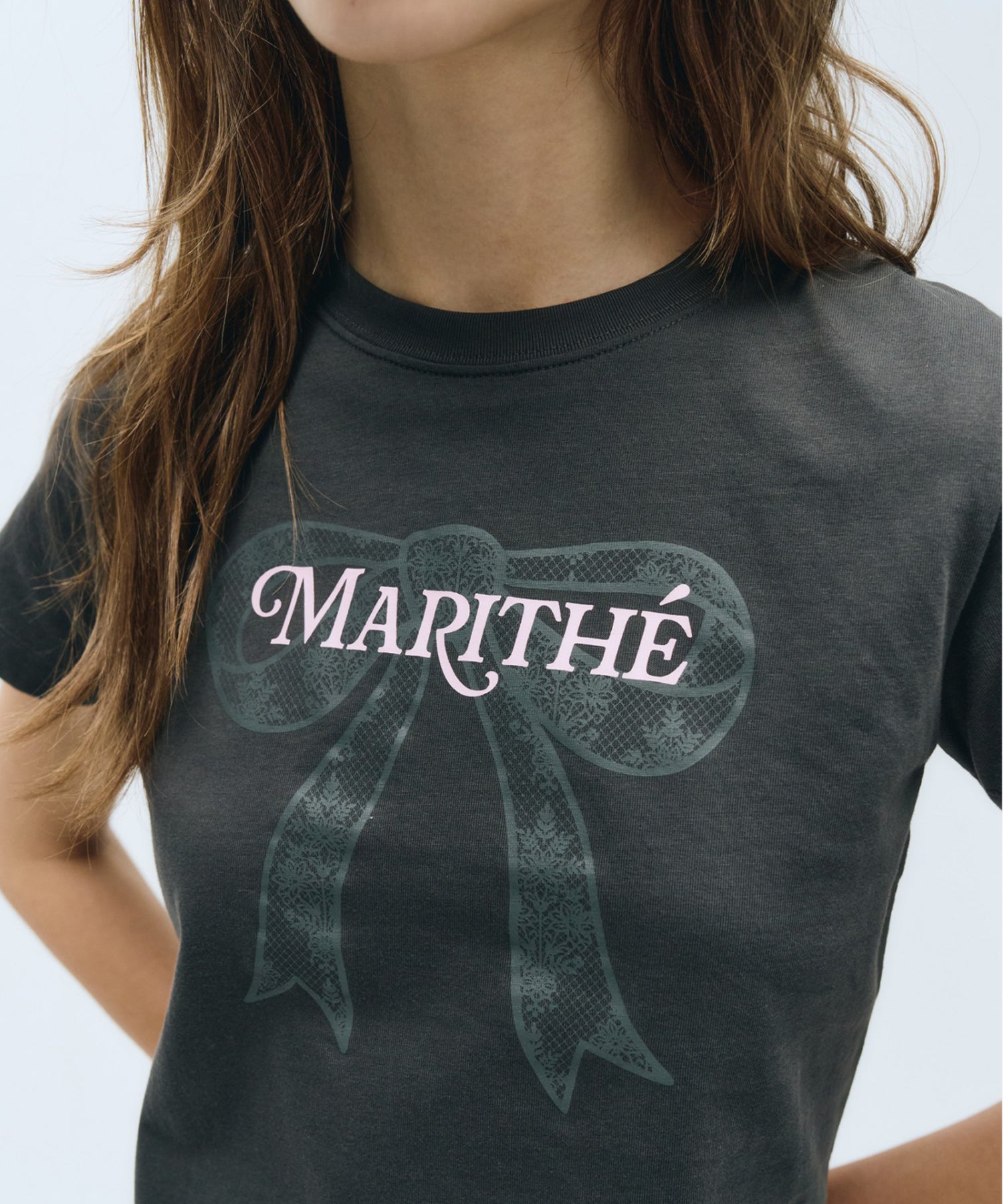 Marithe & Francois Girbaud - Ribbon Graphic Crop Tee (Charcoal) product image 4 | TRAB K-Fashion Australia