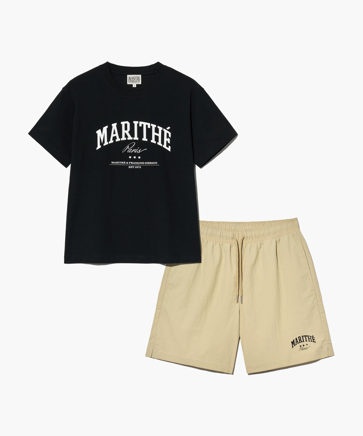 Marithe & Francois Girbaud - Varsity Graphic Tee+nylon Shorts Set-up (Black) product image 7 | TRAB K-Fashion Australia