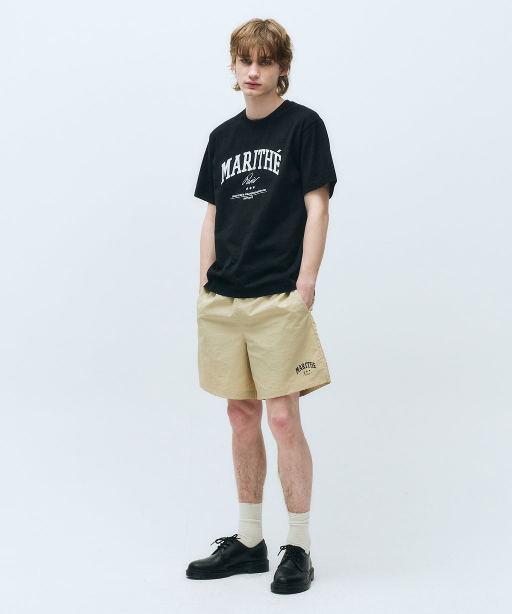 Marithe & Francois Girbaud - Varsity Graphic Tee+nylon Shorts Set-up (Black) product image 2 | TRAB K-Fashion Australia