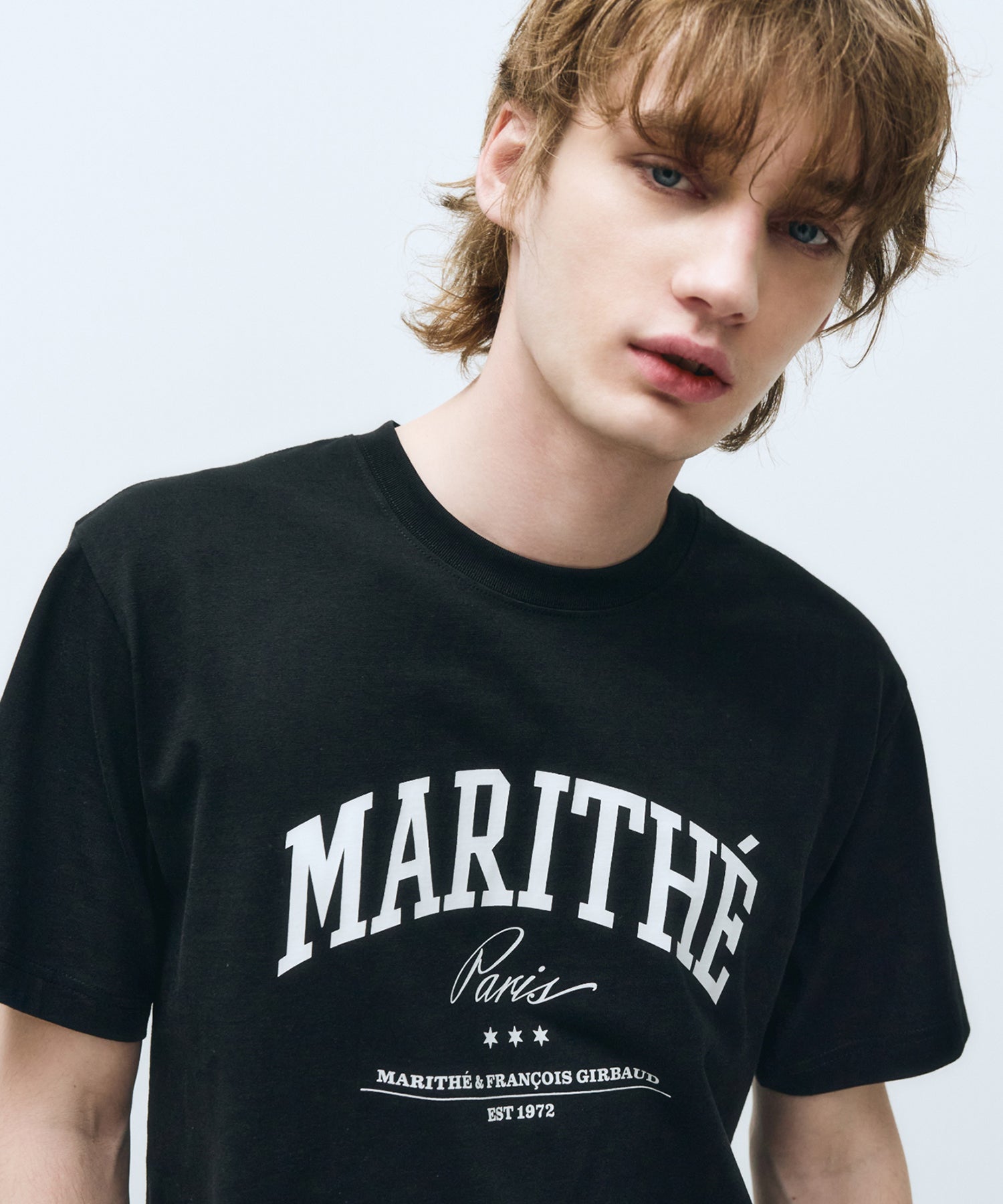 Marithe & Francois Girbaud - Varsity Graphic Tee+nylon Shorts Set-up (Black) product image 5 | TRAB K-Fashion Australia