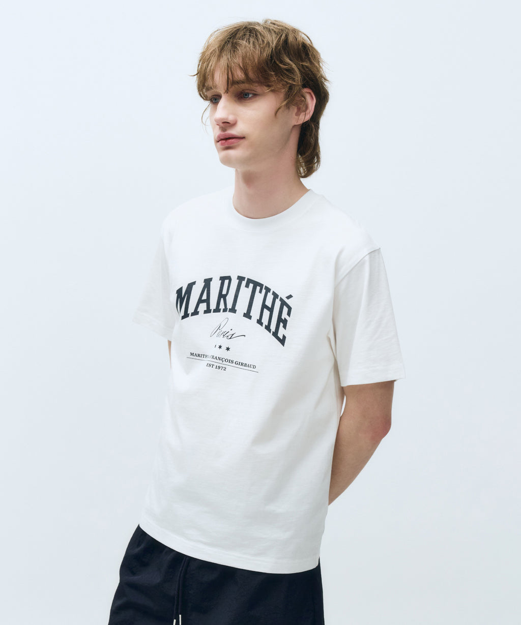Marithe & Francois Girbaud - Varsity Graphic Tee+nylon Shorts Set-up (White) product image 4 | TRAB K-Fashion Australia