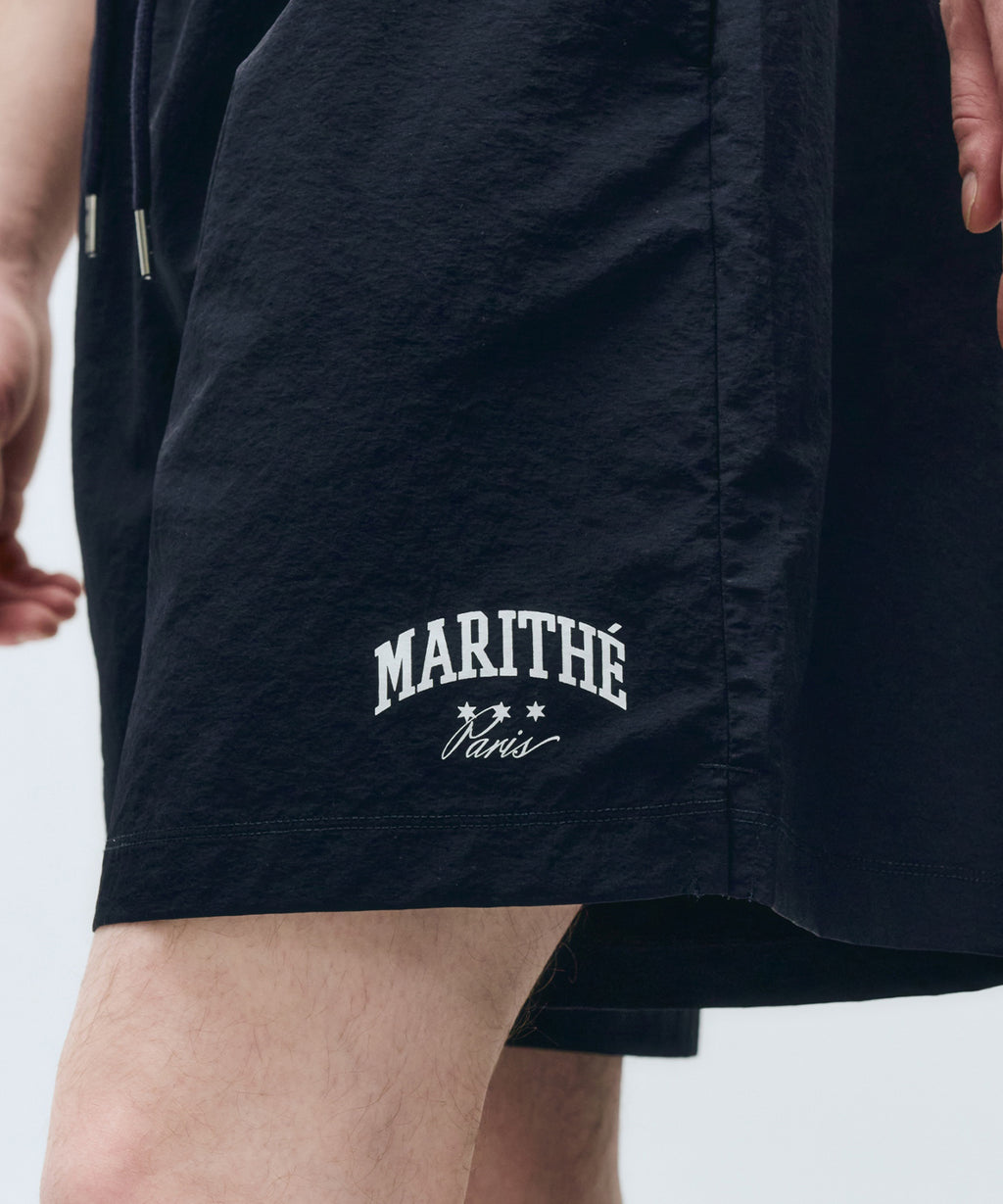 Marithe & Francois Girbaud - Varsity Graphic Tee+nylon Shorts Set-up (White) product image 6 | TRAB K-Fashion Australia