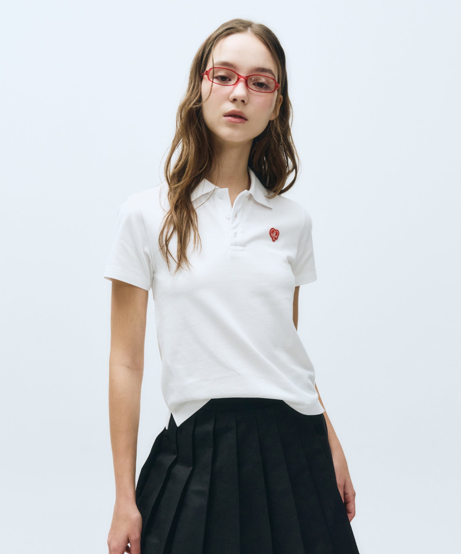 Marithe & Francois Girbaud - Heart Wappen Collar Pk Tee (White) product image 1 | TRAB K-Fashion Australia