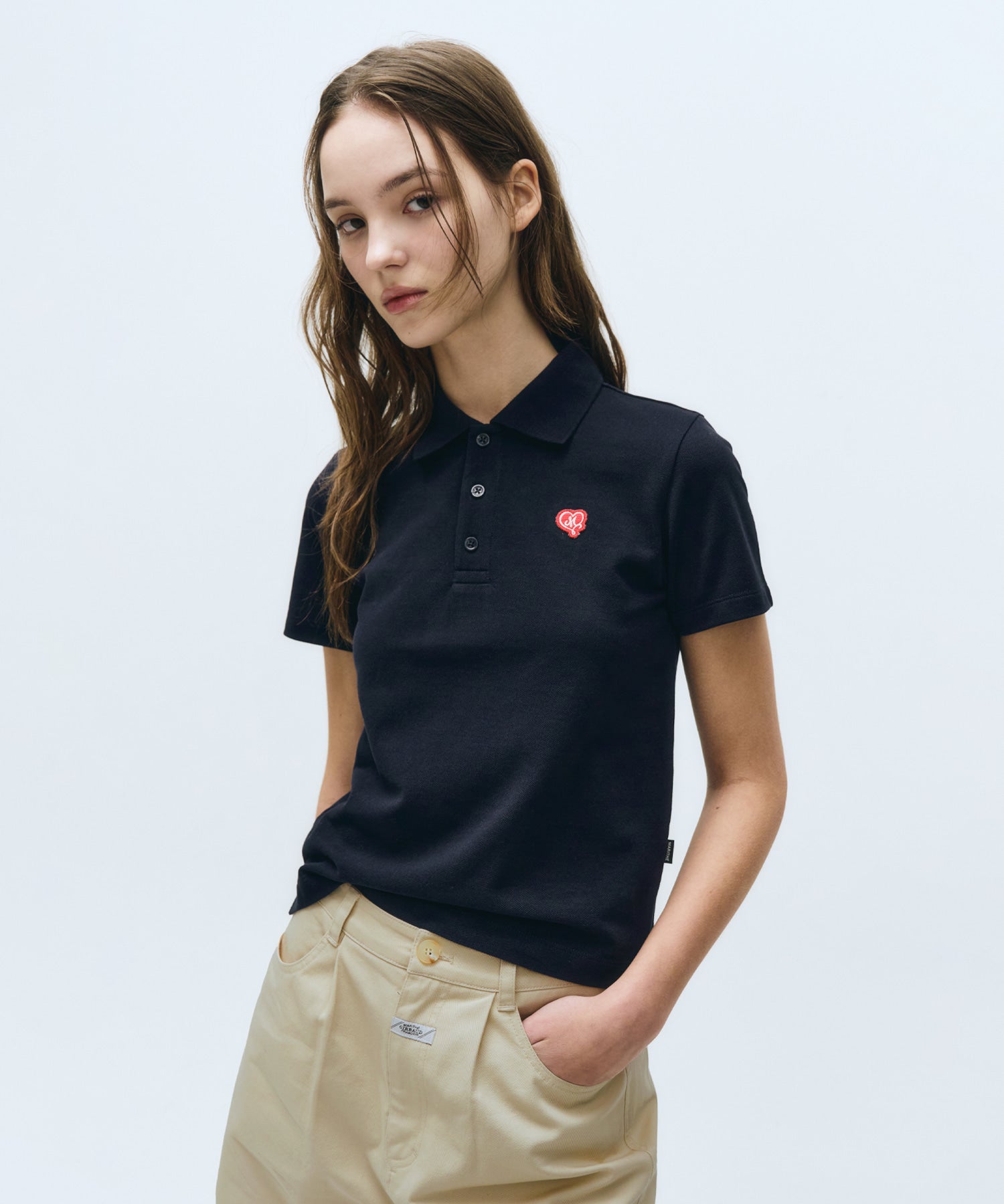 Marithe & Francois Girbaud - Heart Wappen Collar Pk Tee (Navy) product image 1 | TRAB K-Fashion Australia