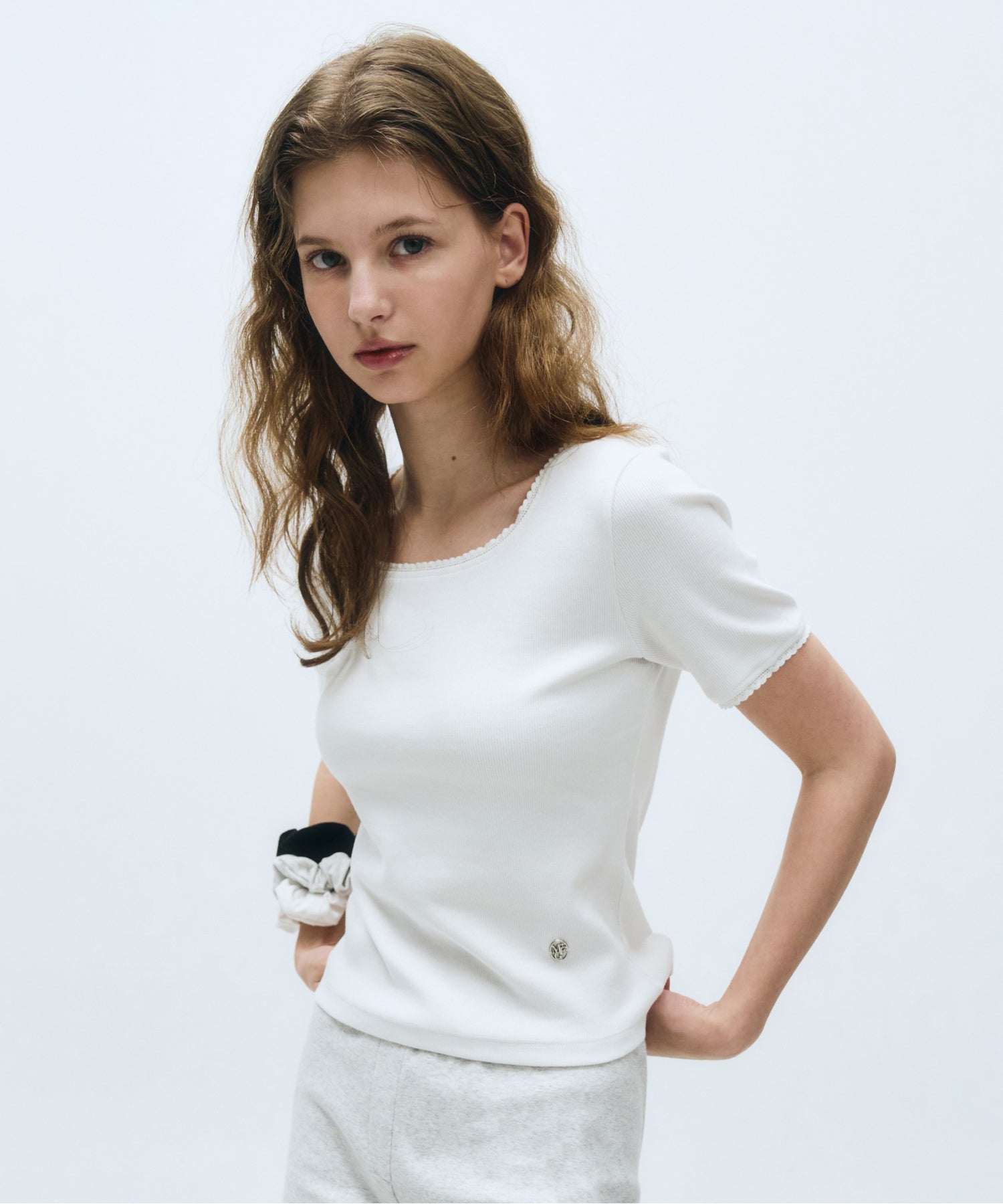 Marithe & Francois Girbaud - Lace Detail Tee (White) product image 2 | TRAB K-Fashion Australia