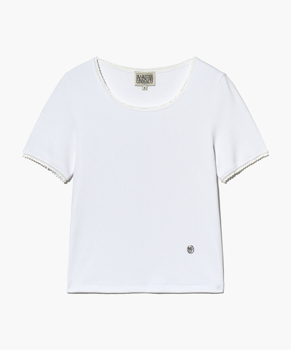 Marithe & Francois Girbaud - Lace Detail Tee (White) product image 7 | TRAB K-Fashion Australia