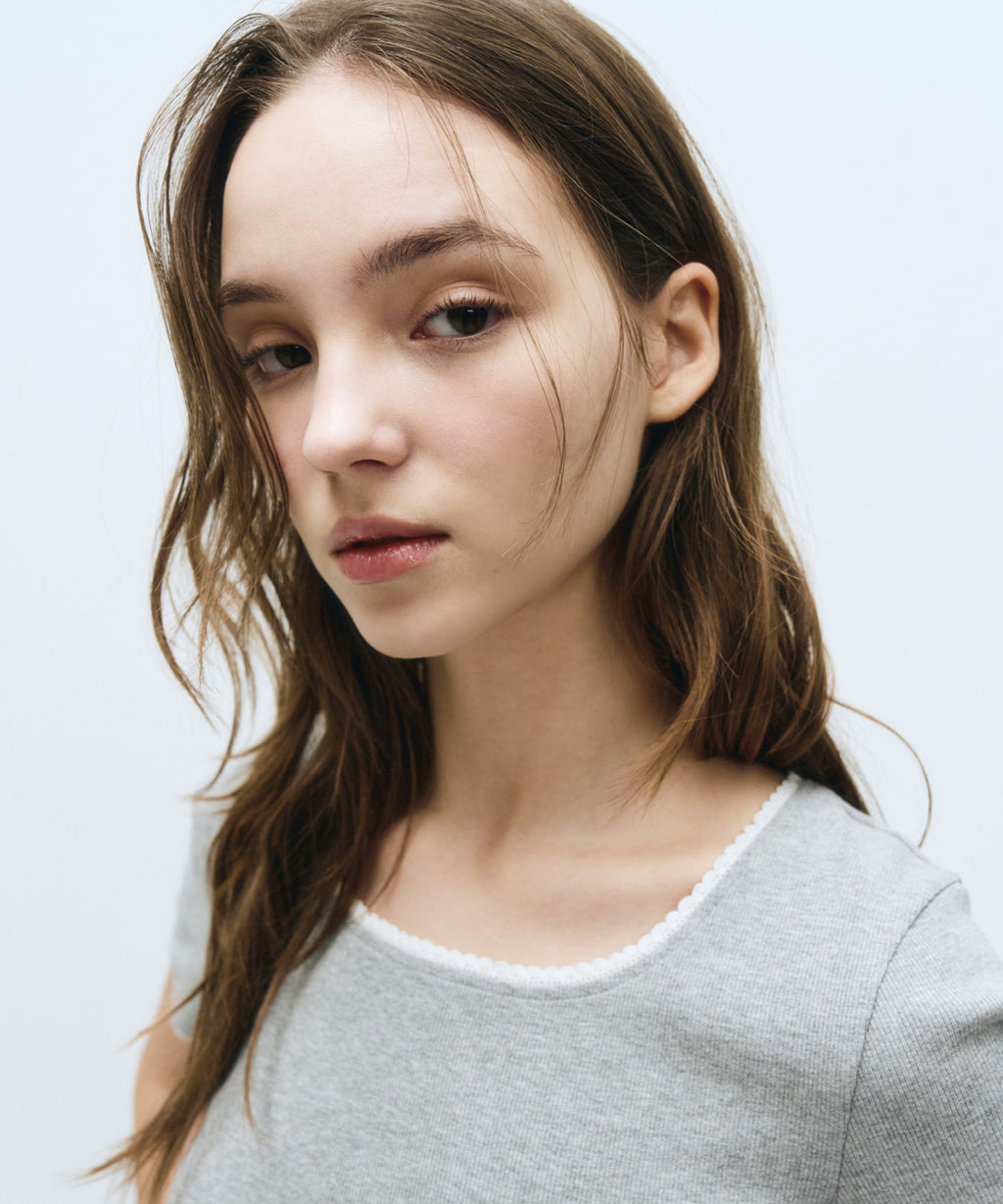 Marithe & Francois Girbaud - Lace Detail Tee (Heather Gray) product image 3 | TRAB K-Fashion Australia