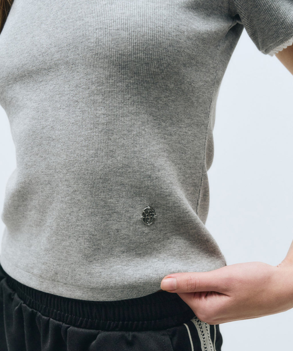 Marithe & Francois Girbaud - Lace Detail Tee (Heather Gray) product image 4 | TRAB K-Fashion Australia