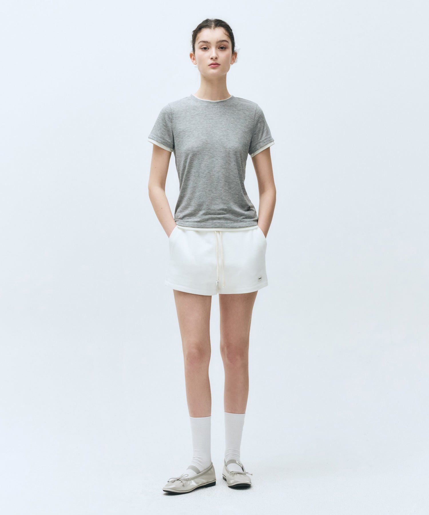 Marithe & Francois Girbaud - Layered Half Sleeve Tee (Melange Gray) product image 5 | TRAB K-Fashion Australia