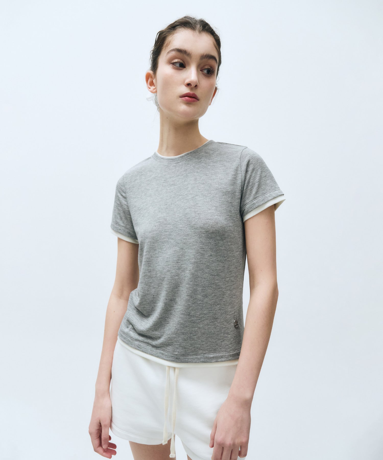 Marithe & Francois Girbaud - Layered Half Sleeve Tee (Melange Gray) product image 1 | TRAB K-Fashion Australia