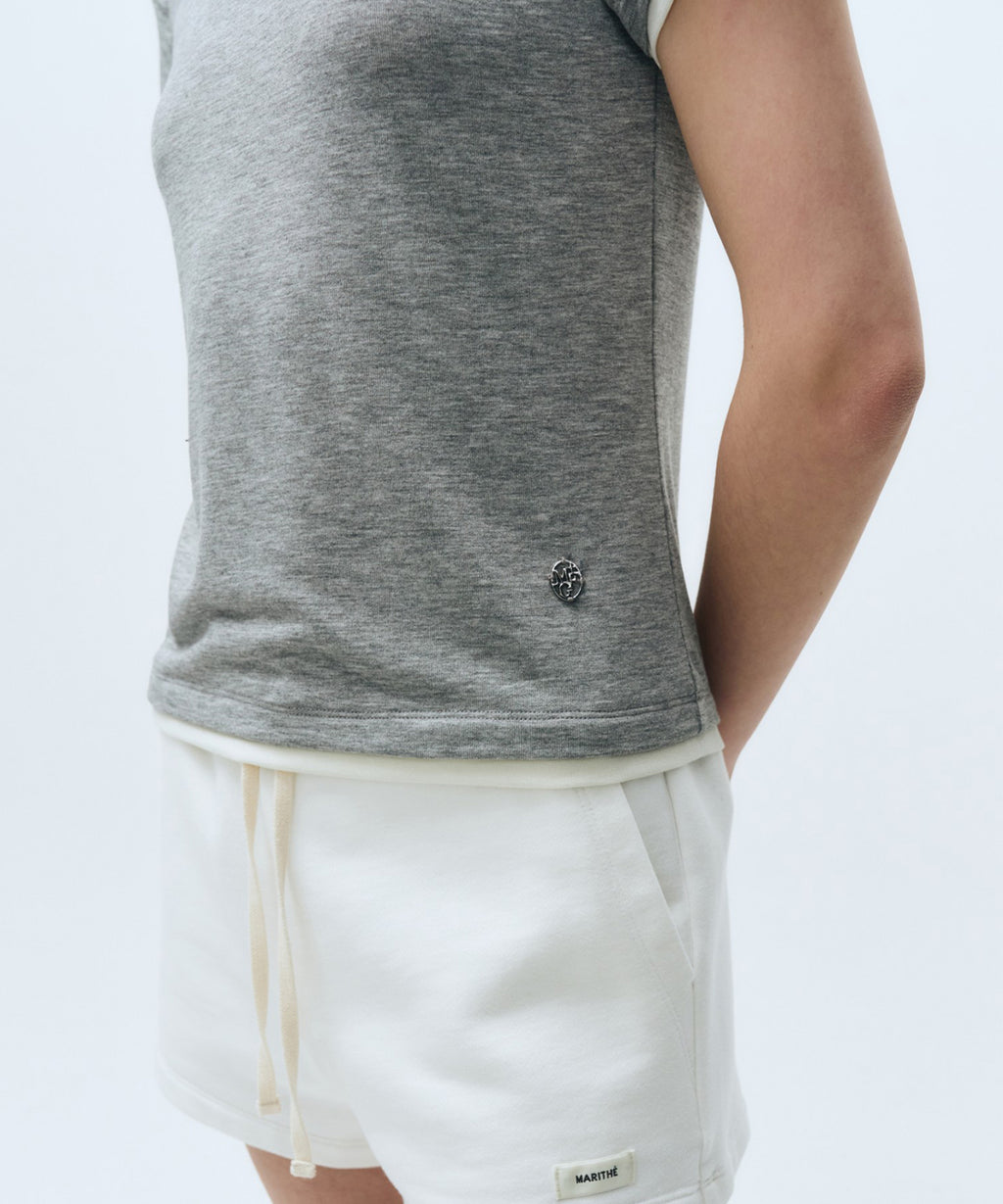 Marithe & Francois Girbaud - Layered Half Sleeve Tee (Melange Gray) product image 4 | TRAB K-Fashion Australia