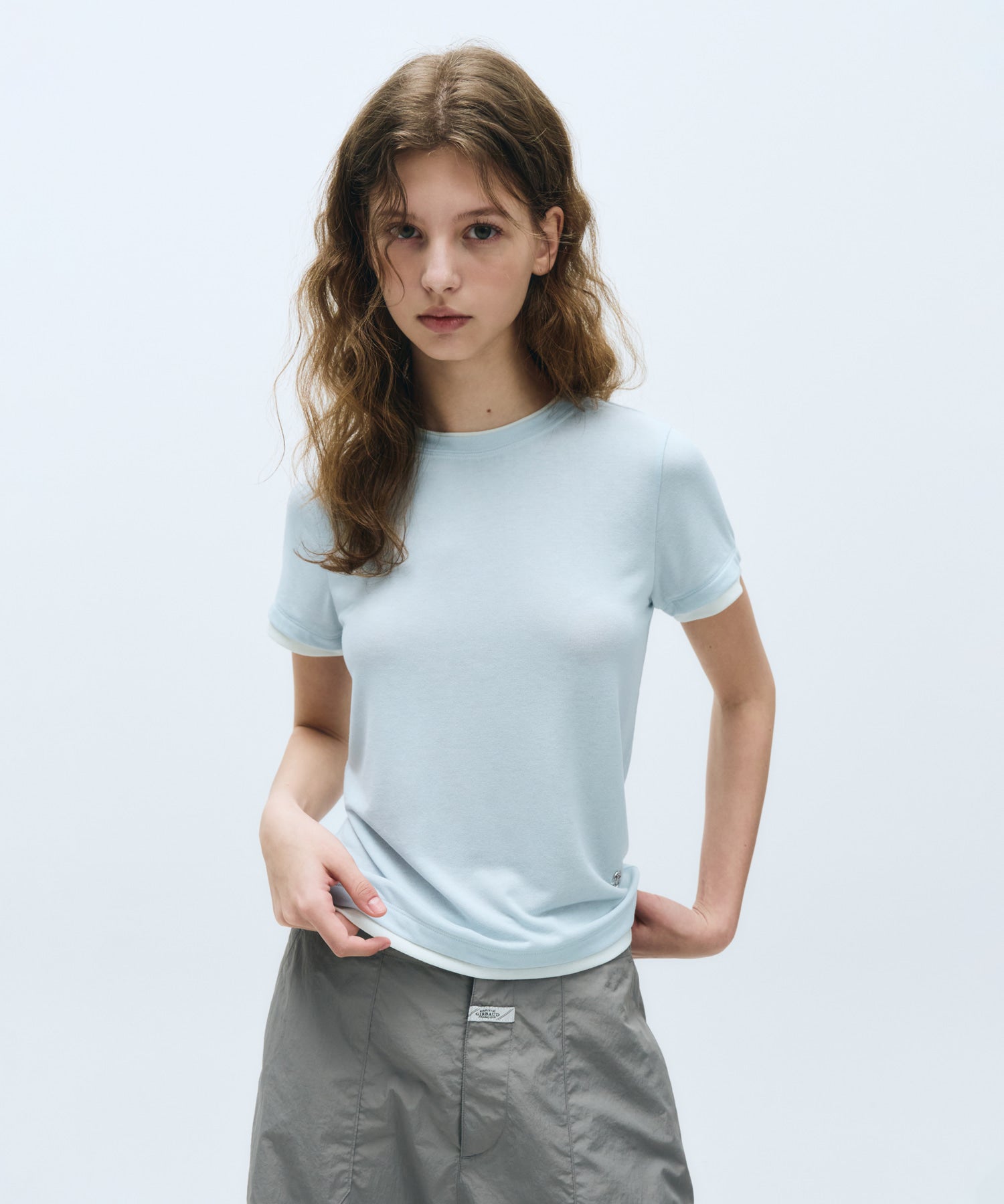 Marithe & Francois Girbaud - Layered Half Sleeve Tee (Ice Blue) product image 1 | TRAB K-Fashion Australia