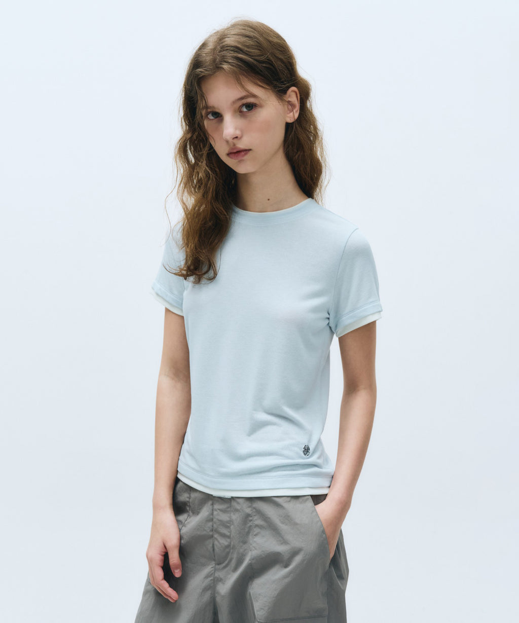 Marithe & Francois Girbaud - Layered Half Sleeve Tee (Ice Blue) product image 2 | TRAB K-Fashion Australia