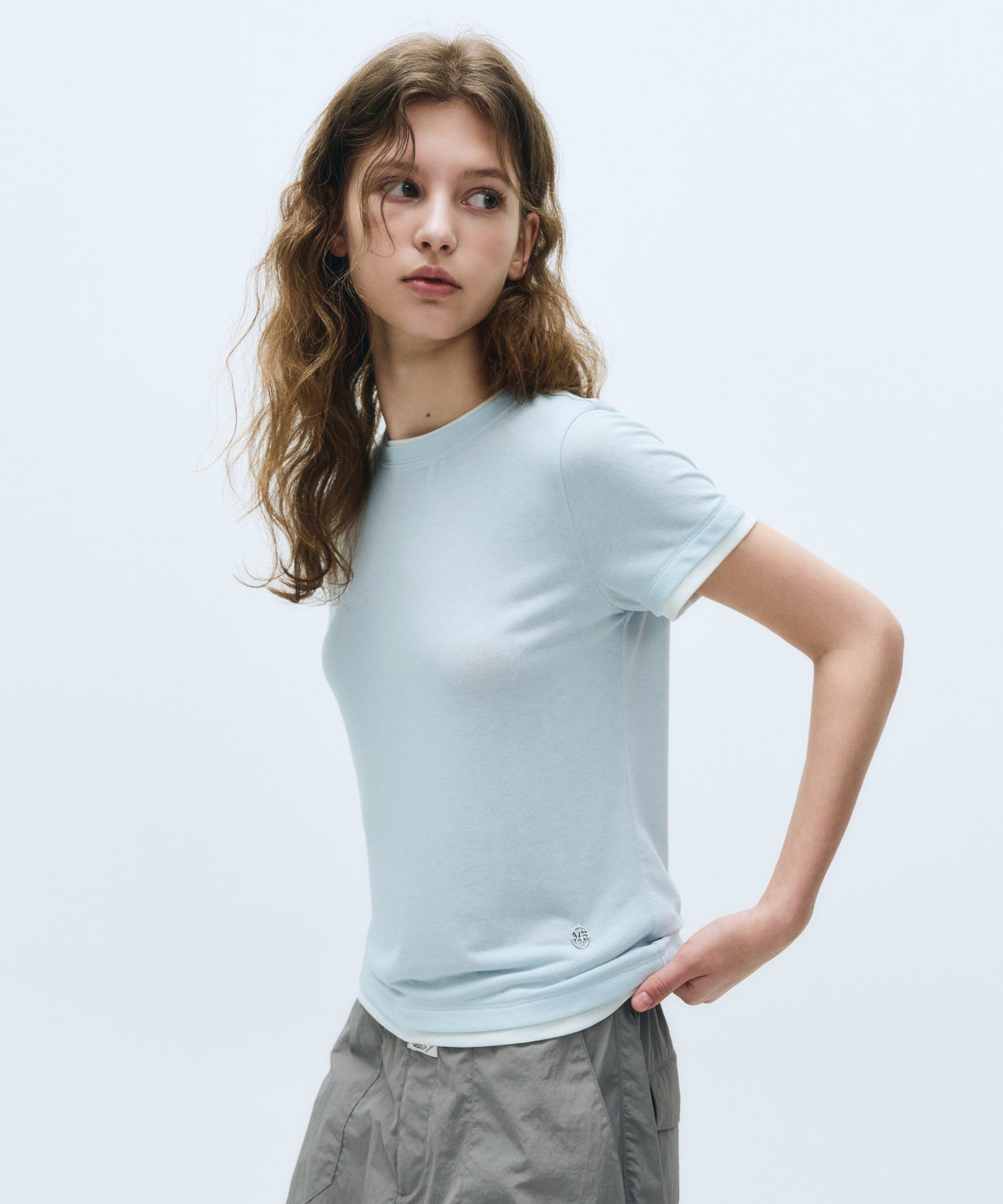 Marithe & Francois Girbaud - Layered Half Sleeve Tee (Ice Blue) product image 3 | TRAB K-Fashion Australia